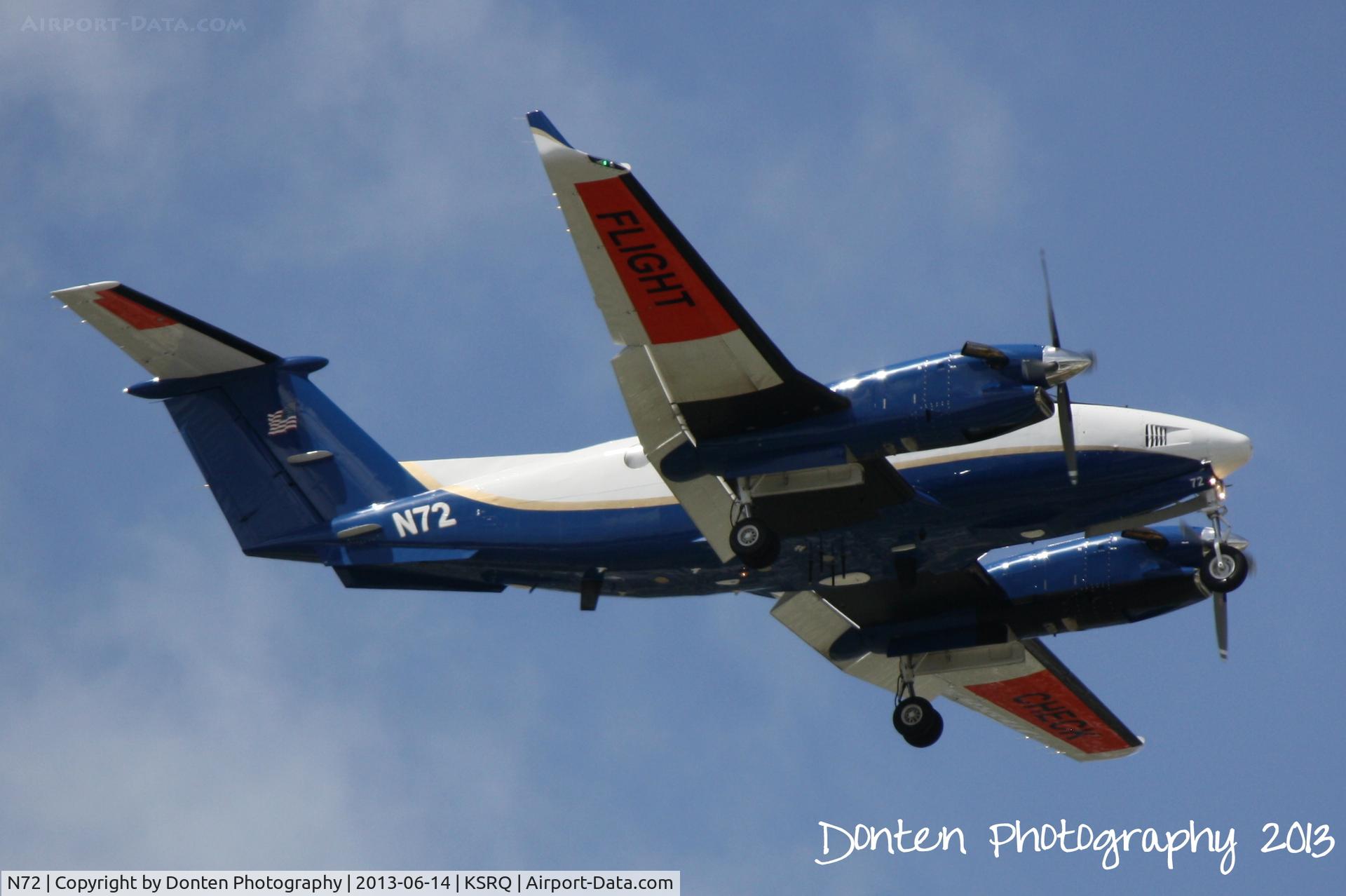 N72, 1988 Beech 300 Super King Air C/N FF-7, FAA Flight Check (N72) arrives at Sarasota-Bradenton International Airport