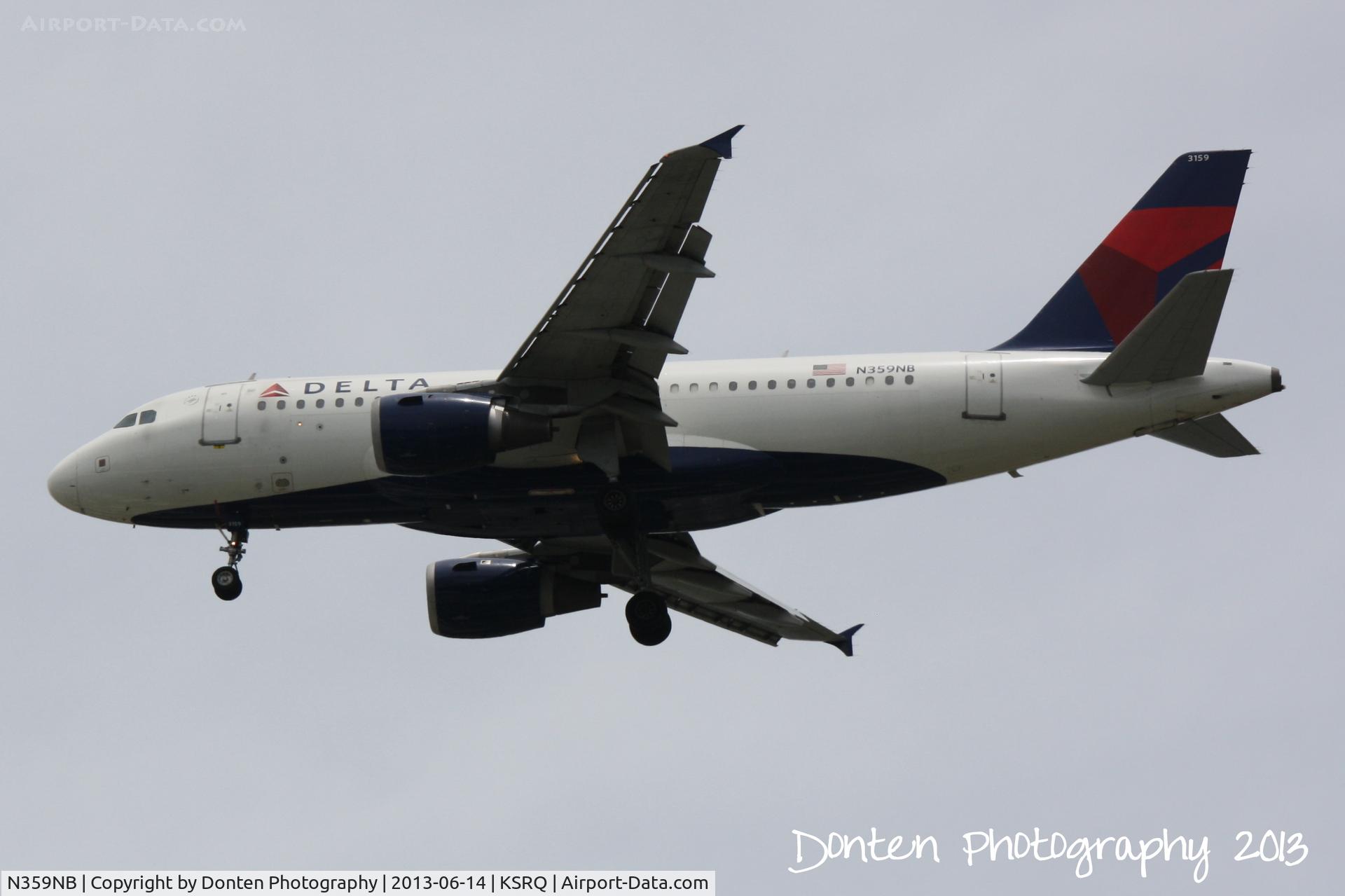 N359NB, 2003 Airbus A319-114 C/N 1923, Delta Flight 1903 (N359NB) arrives at Sarasota-Bradenton International Airport following a flight from LaGuardia Airport