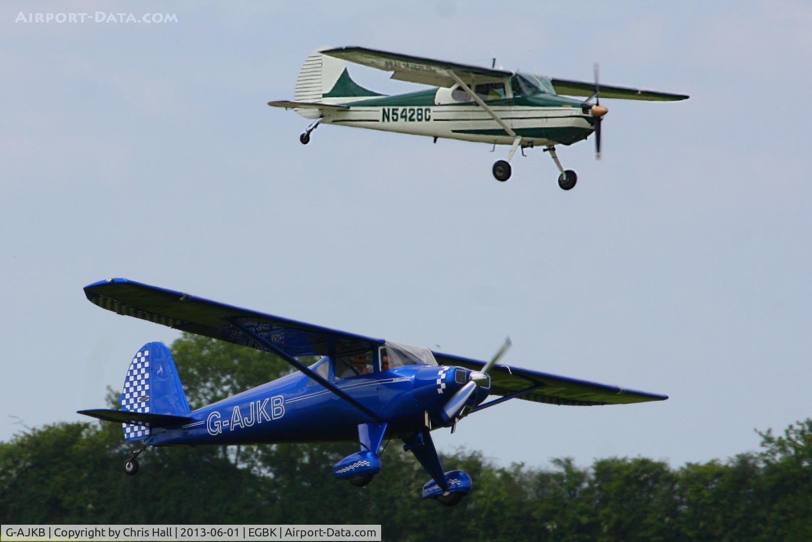 G-AJKB, 1946 Luscombe 8E Silvaire C/N 3058, G-AJKB Luscombe 8E landing on 03R with N5428C Cessna 170 landing on 03L