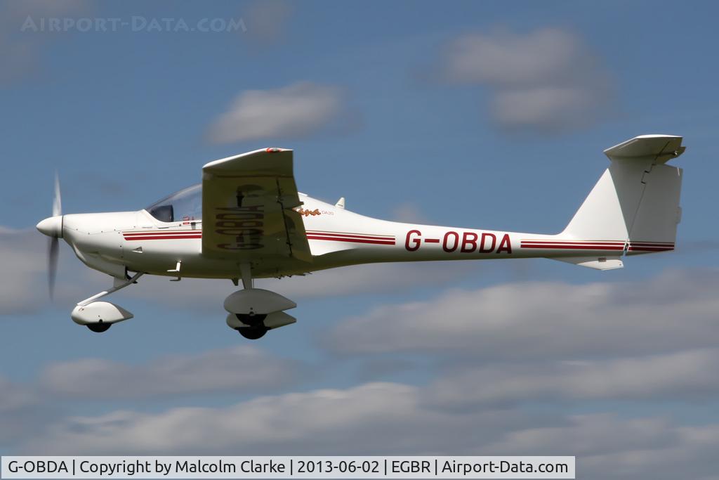 G-OBDA, 1997 Diamond DA-20A-1 Katana C/N 10260, Diamond DA-20A-1 Katana at The Real Aeroplane Club's Jolly June Jaunt, Breighton Airfield, 2013.