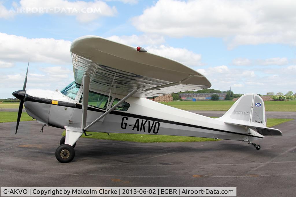 G-AKVO, 1946 Taylorcraft BC-12D Twosome C/N 9845, Taylorcraft BC-12D Twosome at The Real Aeroplane Club's Jolly June Jaunt, Breighton Airfield, 2013.