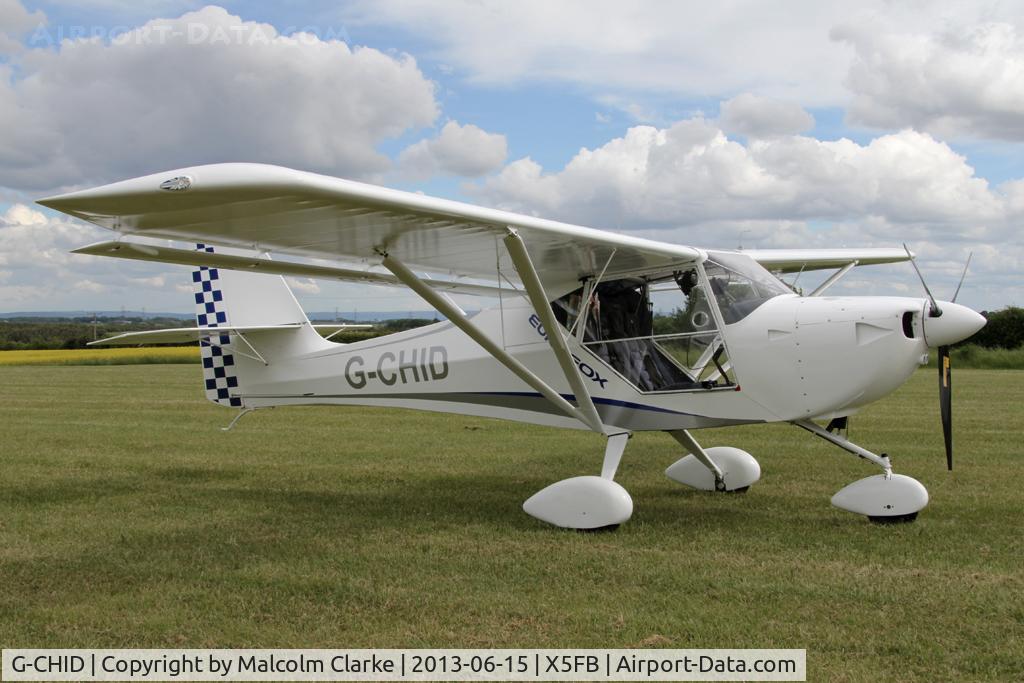 G-CHID, 2012 Aeropro Eurofox 912(1) C/N BMAA/HB/621, Aeropro Eurofox 912(1). A Fly UK 2013 team member's aircraft at Fishburn Airfield, June 2013.