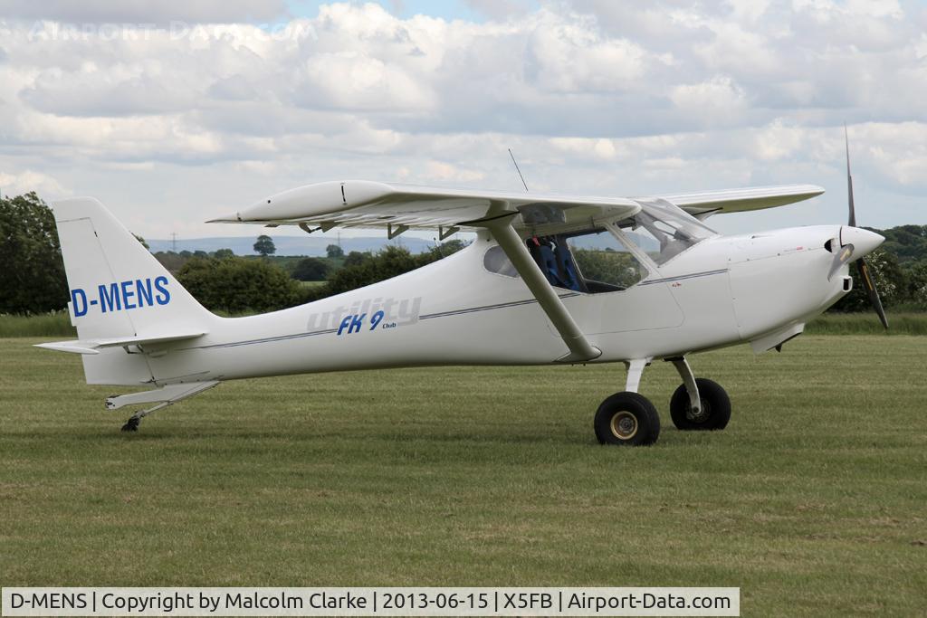 D-MENS, B & F Technik FK-9 Mark IV C/N 04U-266, B & F Technik FK-9. A Fly UK 2013 team member from Friedrichshafen at Fishburn Airfield en route to Eshott. June 2013.