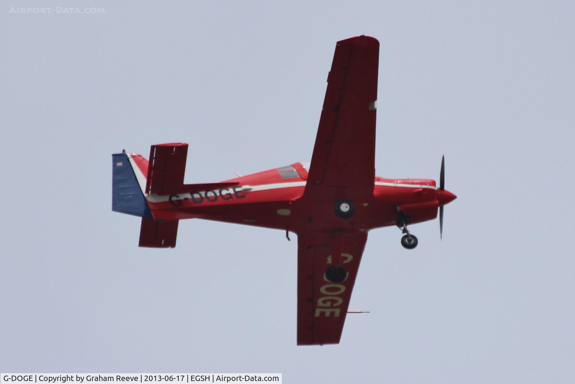 G-DOGE, 1971 Scottish Aviation Bulldog Series 100 Model 101 C/N BH100/126, Over head at Norwich.