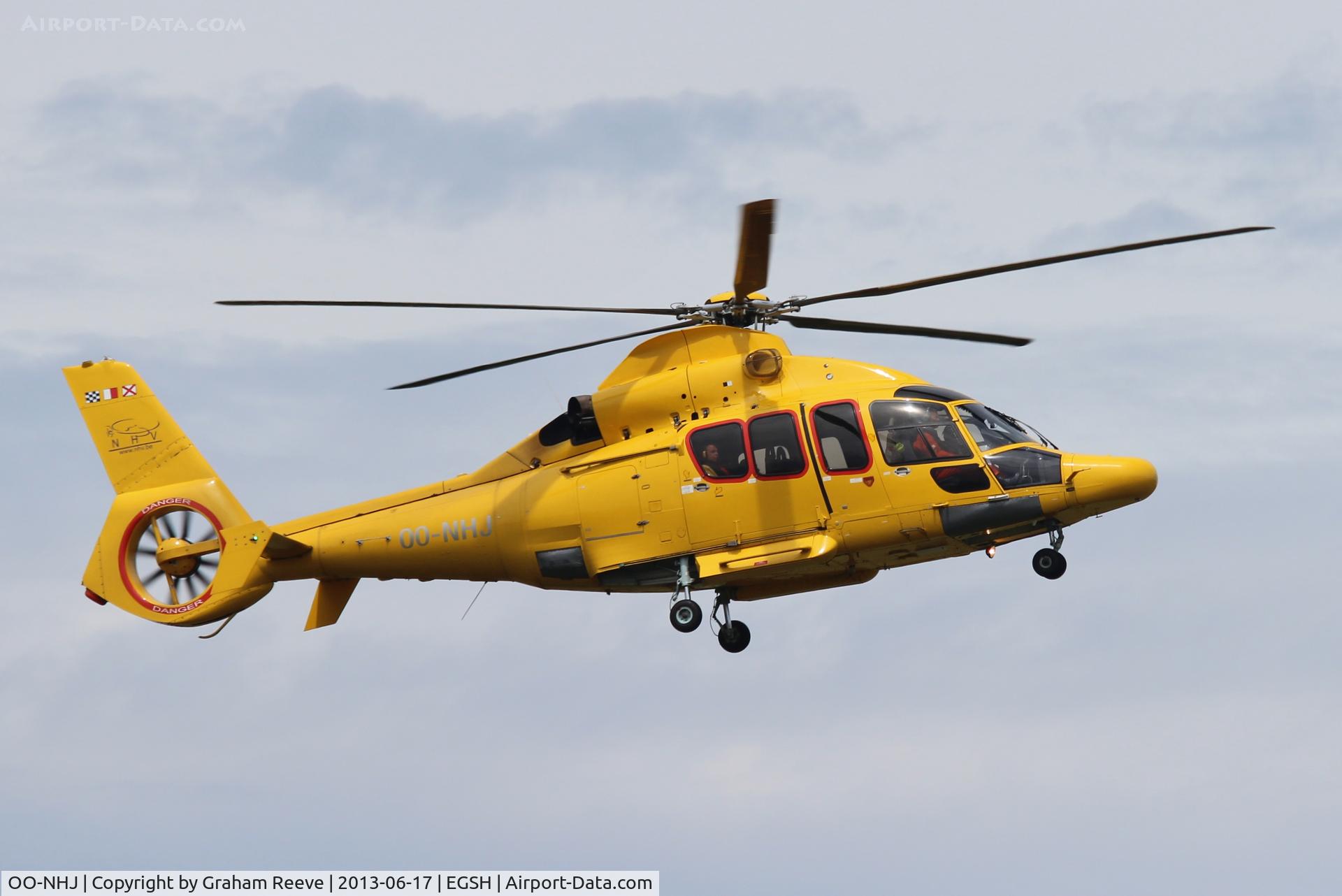 OO-NHJ, 2009 Eurocopter EC-155B-1 C/N 6842, About to land at Norwich.