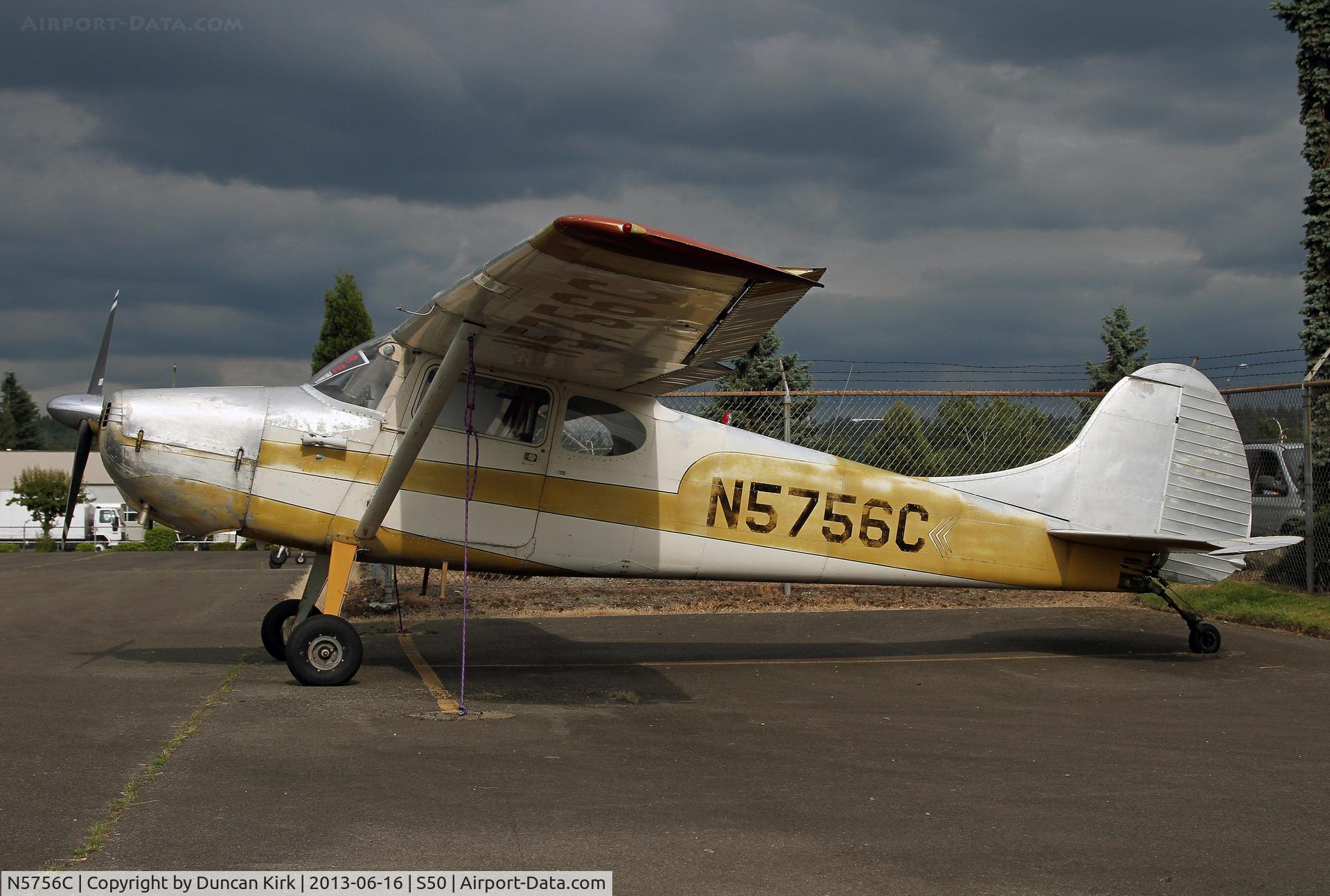 N5756C, 1950 Cessna 170A C/N 19710, In need of paint this Cessna 170 had a for sale sign.
