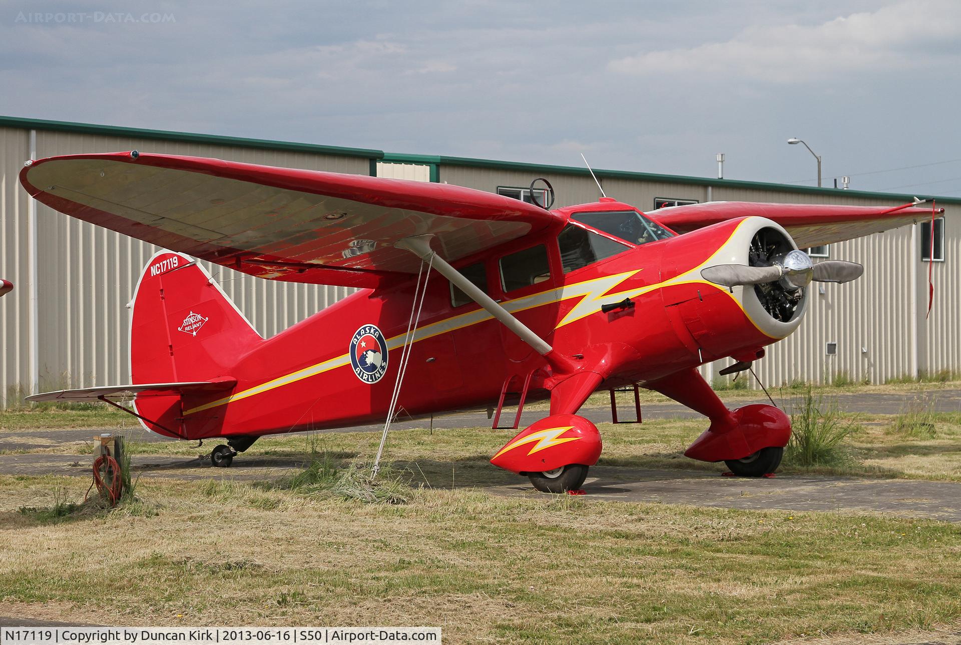 N17119, Stinson SR-8B Reliant C/N 9819, What a gem and with an Alaska Airlines logo too!