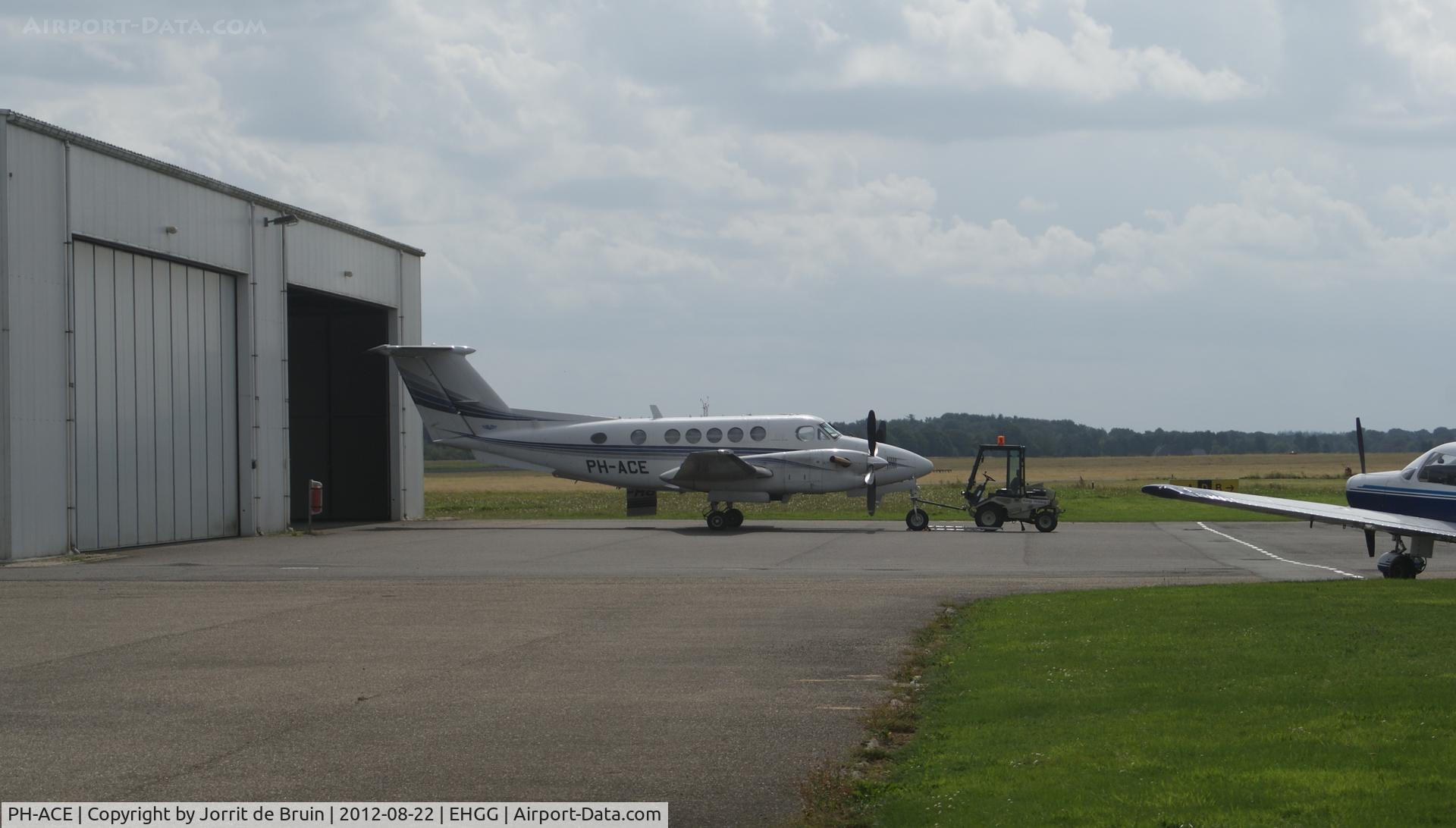 PH-ACE, 1985 Beech 300 C/N FA-80, Pulled from the hangar at homebase Eelde to prepare for another European flight.
