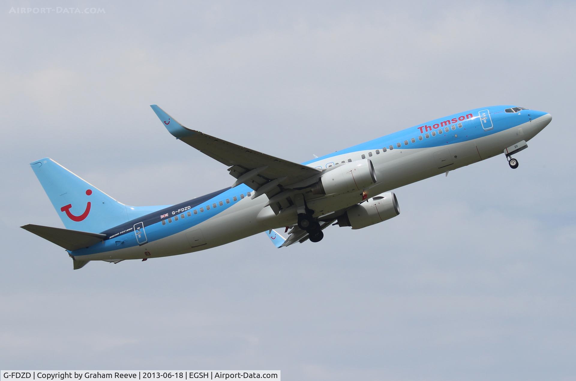 G-FDZD, 2007 Boeing 737-8K5 C/N 35132, Just airbourne fron runway 09.