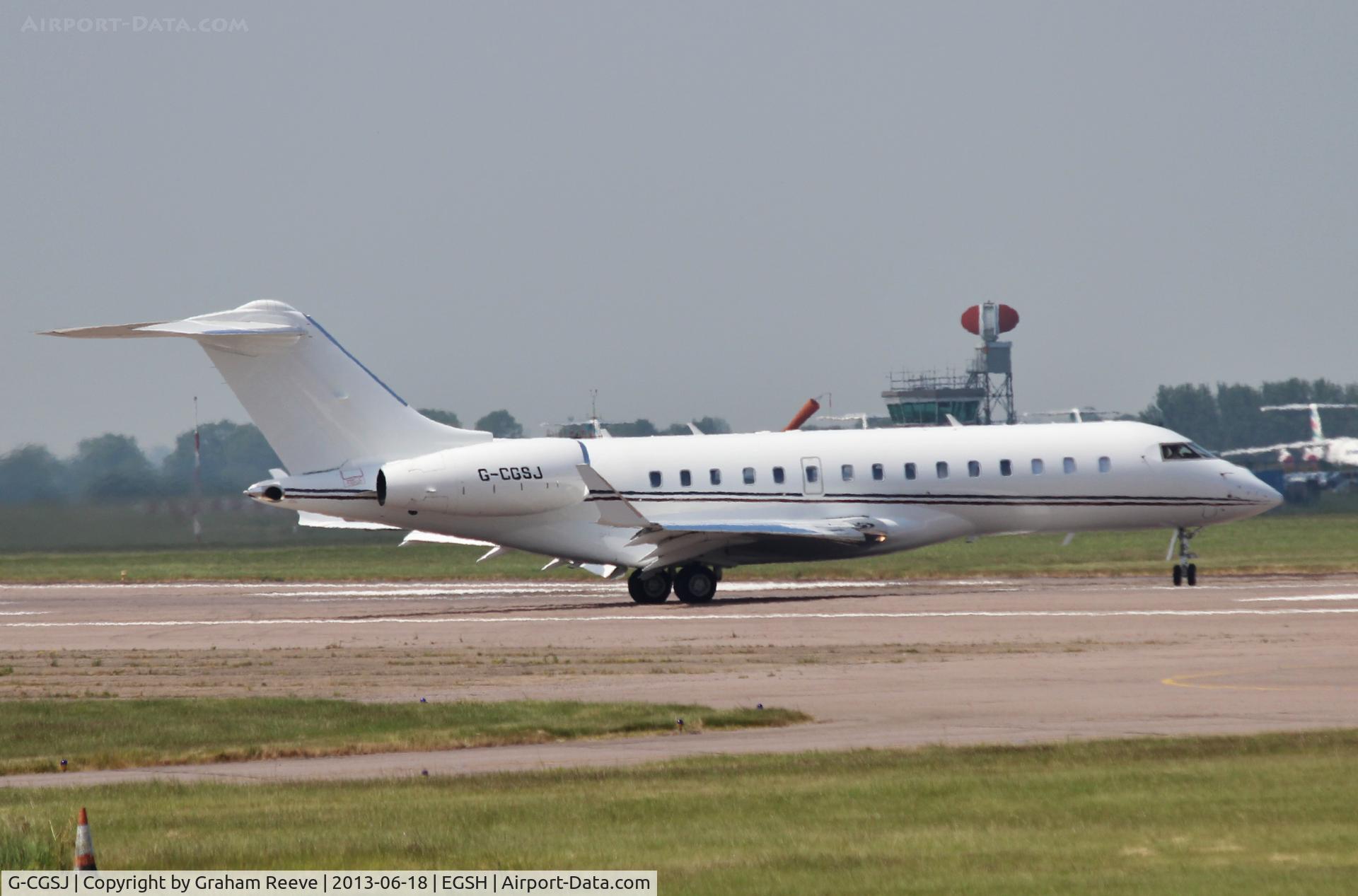 G-CGSJ, 2010 Bombardier BD-700-1A10 Global Express C/N 9377, Just landed on 09.