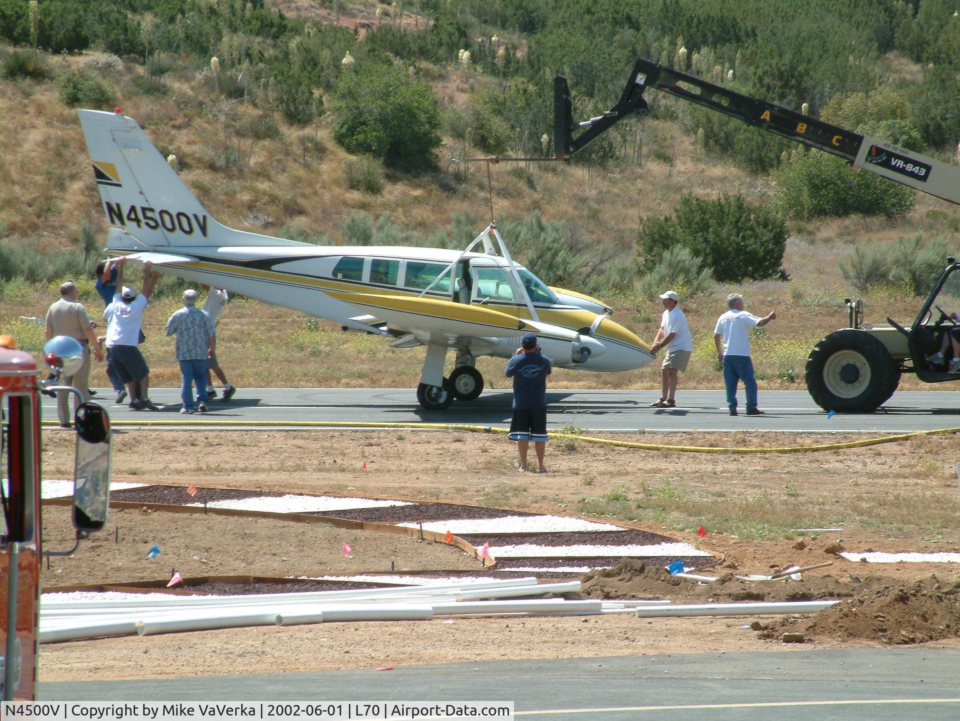 N4500V, 1964 Cessna 320B Skyknight C/N 320B0053, I witnessed a gear up landing of this aircraft at Agua Dulce Airpark, June, 2002.
