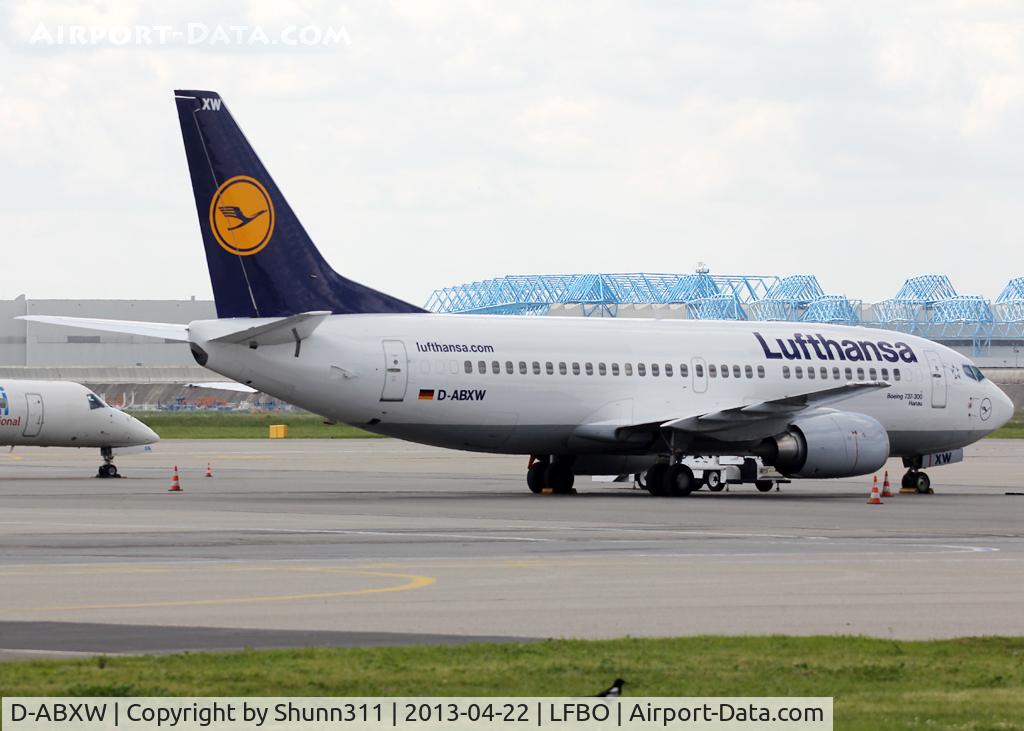 D-ABXW, 1989 Boeing 737-330 C/N 24561, Parked at the old Terminal... additional internet adress on the rear fuselage...