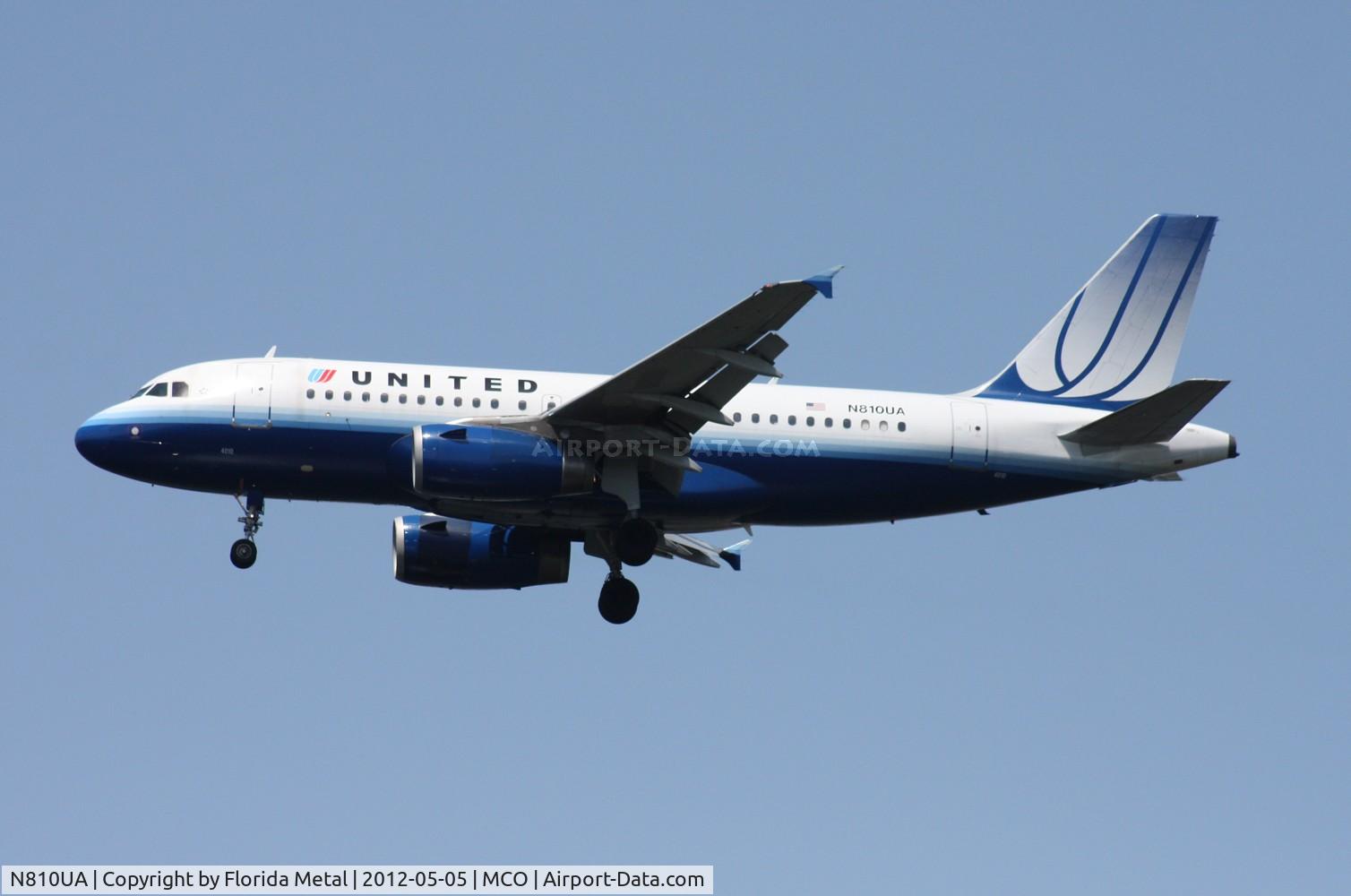 N810UA, 1998 Airbus A319-131 C/N 843, United A319 still wearing the tulip