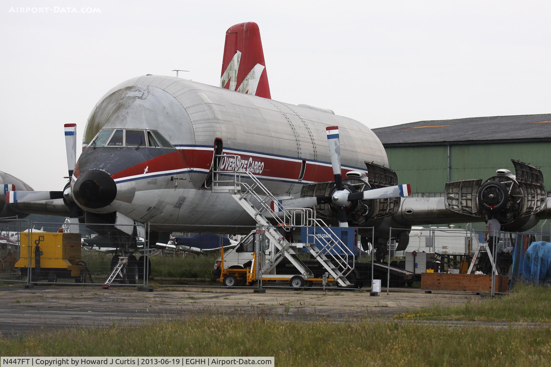 N447FT, 1969 Canadair CL-44-0 Skymonster C/N 16, 4th engine in and tail swung open.
