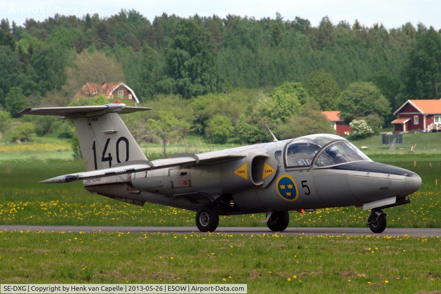 SE-DXG, 1968 Saab Sk60E C/N 60-140, Saab Sk60E of the Flygvapenmuseum (Swedish Air Force museum) taxying at Västerås Hässlö airport, Sweden.
