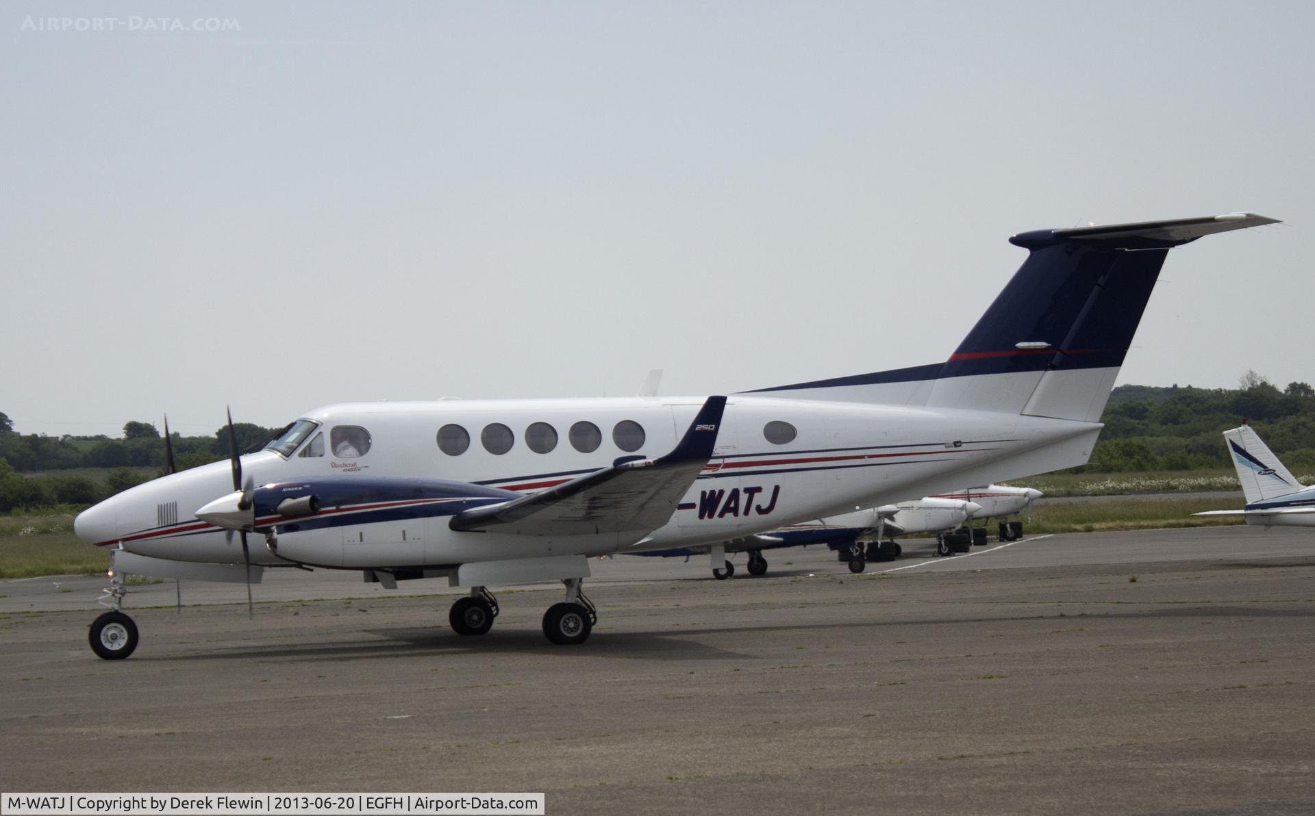 M-WATJ, 2012 Hawker Beechcraft B200GT King Air C/N BY-139, Shutting down at EGFH prior to passenger disembarking.