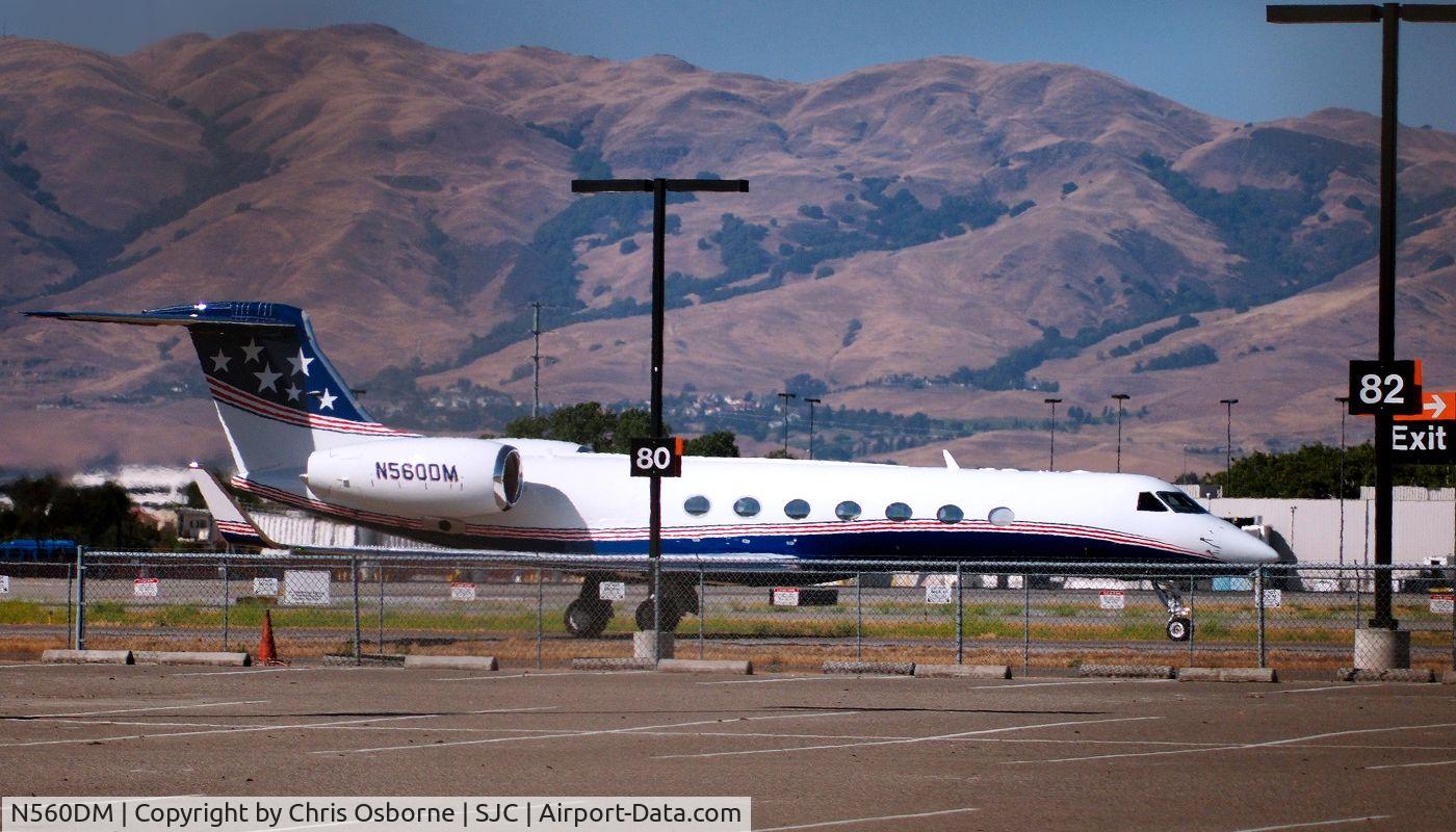 N560DM, 2004 Gulfstream Aerospace GV-SP (G550) C/N 5045, Leaving San Jose International Airport (SJC), June 2013