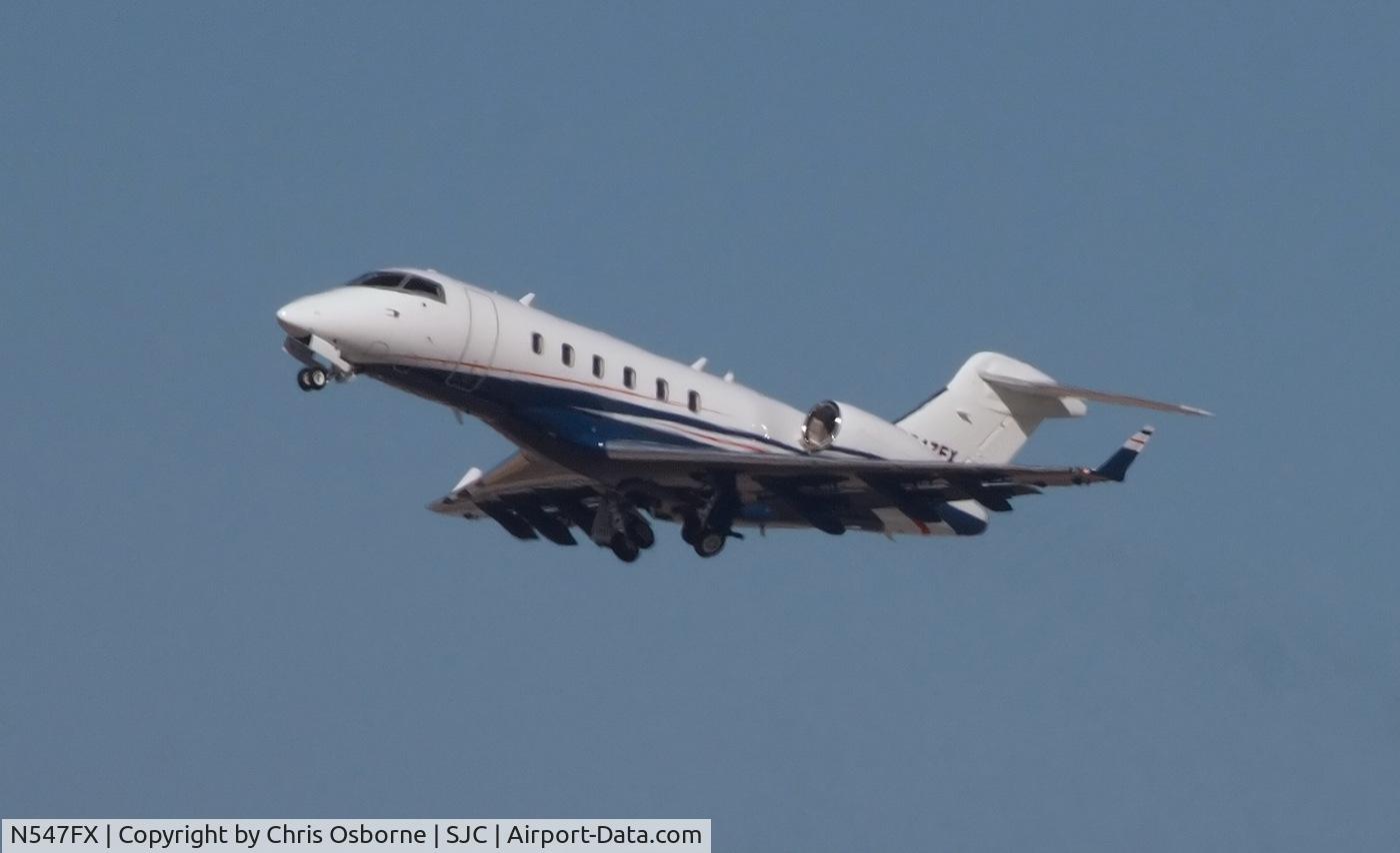 N547FX, 2011 Bombardier Challenger 300 (BD-100-1A10) C/N 20341, Leaving SJC, June 2013
