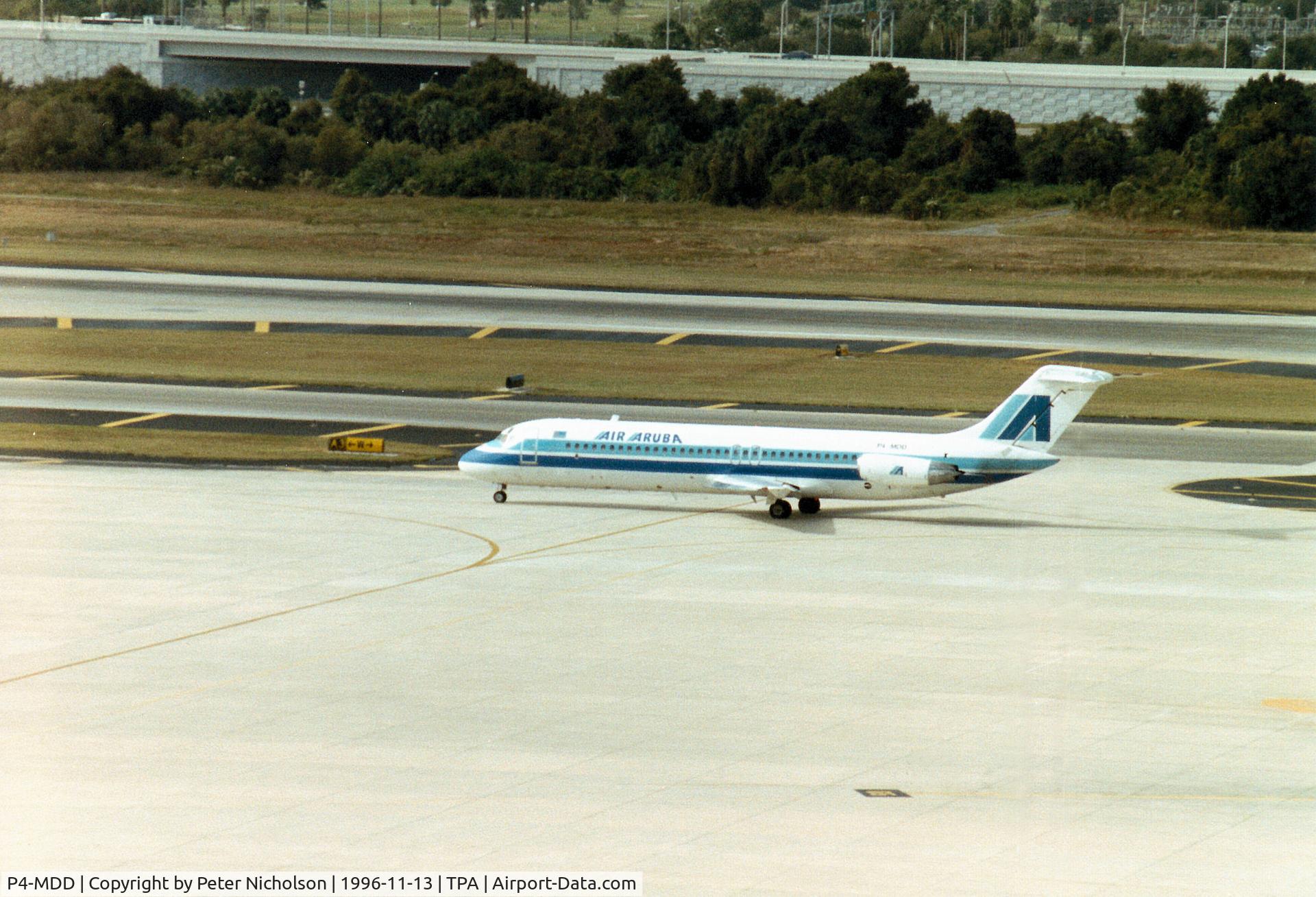 P4-MDD, 1968 Douglas DC-9-31 C/N 47271, DC-9-31 of Air Aruba preparing to depart from Tampa in November 1996.