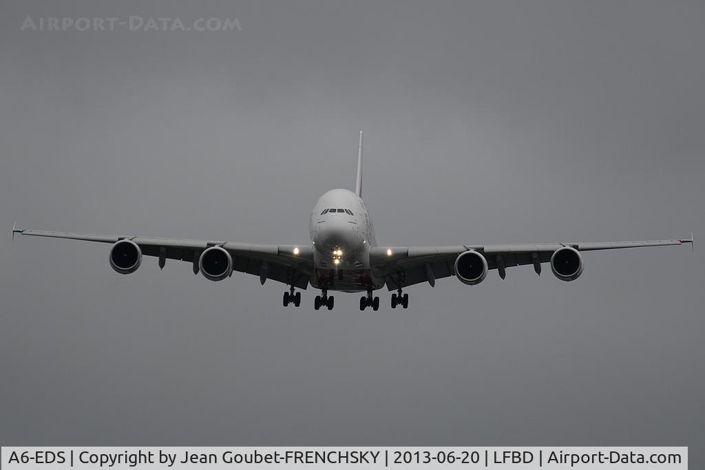 A6-EDS, 2011 Airbus A380-861 C/N 086, first landing at BOD