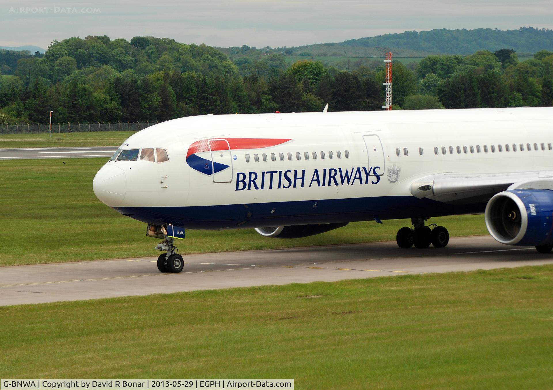 G-BNWA, 1989 Boeing 767-336 C/N 24333, Taxiing for a 06 departure to LHR