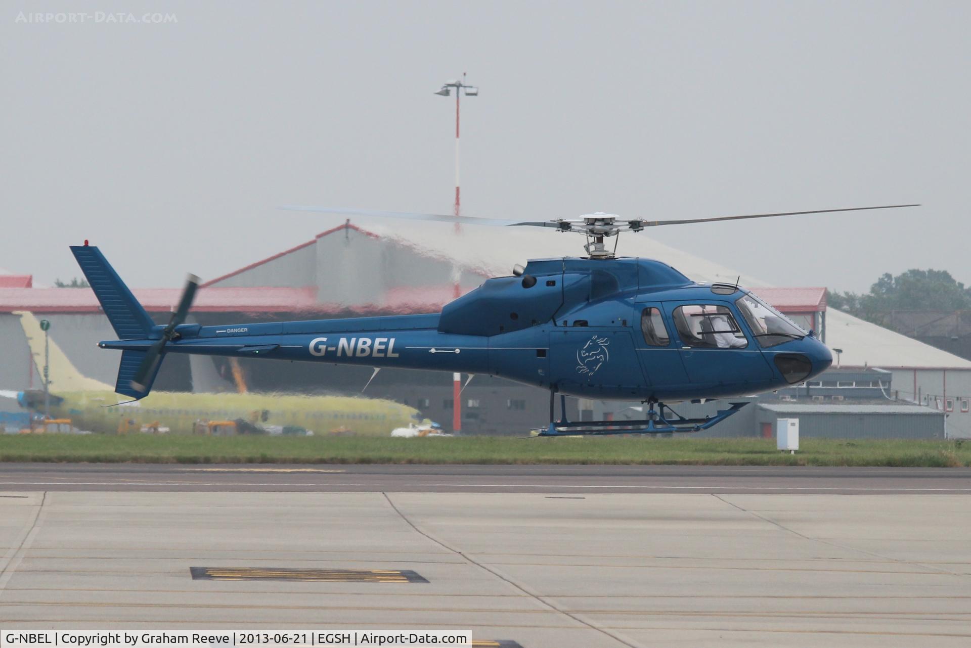 G-NBEL, 1983 Aerospatiale AS-355F-1 Ecureuil 2 C/N 5261, About to depart.