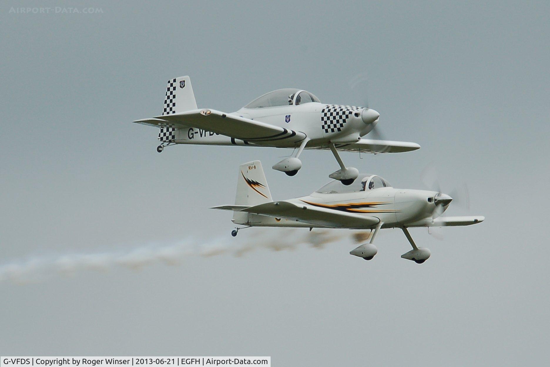 G-VFDS, 2012 Vans RV-8 C/N PFA 303-14637, Resident Vans RV-8 flyby with G-VFDS leading G-EGRV.