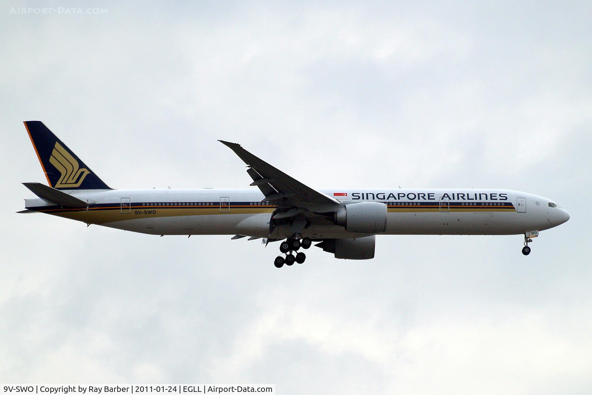 9V-SWO, 2008 Boeing 777-312/ER C/N 34580, Boeing 777-312ER [34580] (Singapore Airlines) Home~G 24/01/2011