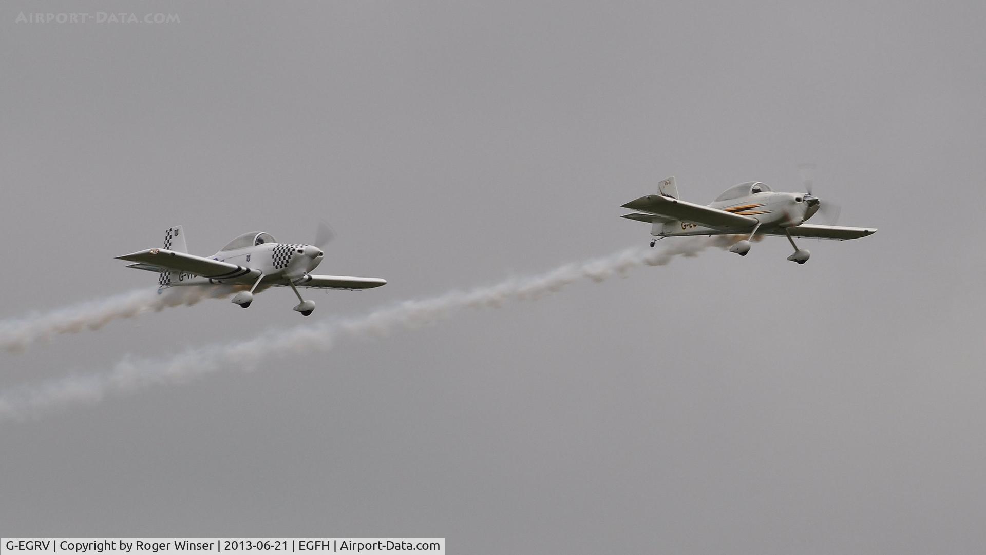 G-EGRV, 2007 Vans RV-8 C/N PFA 303-13639, Resident Vans RV-8's in formation pass with G-EGRV leading G-VFDS.
