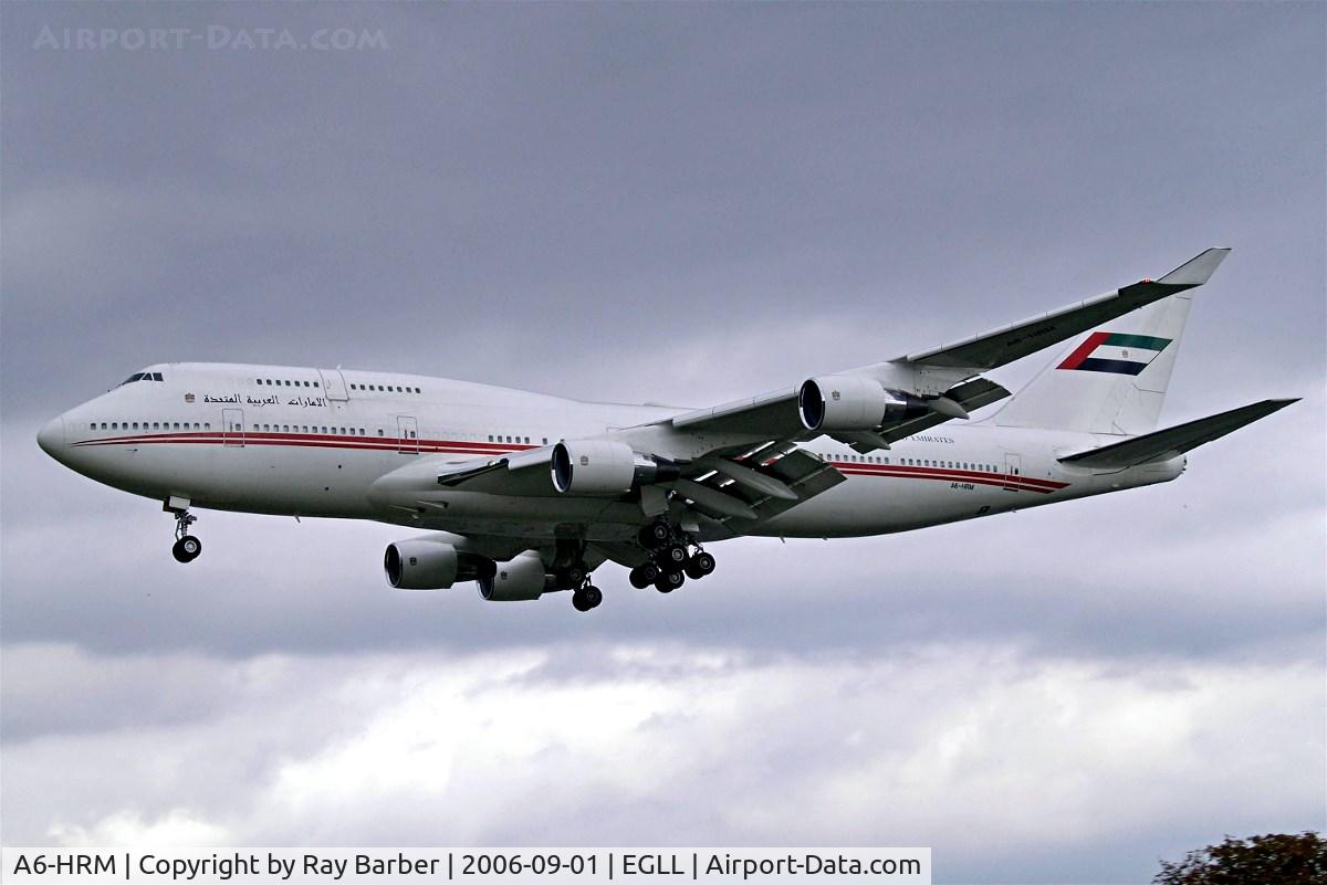 A6-HRM, 1998 Boeing 747-422 C/N 26903, Boeing 747-422 [26903] (Dubai Government) Heathrow~G 01/09/2006