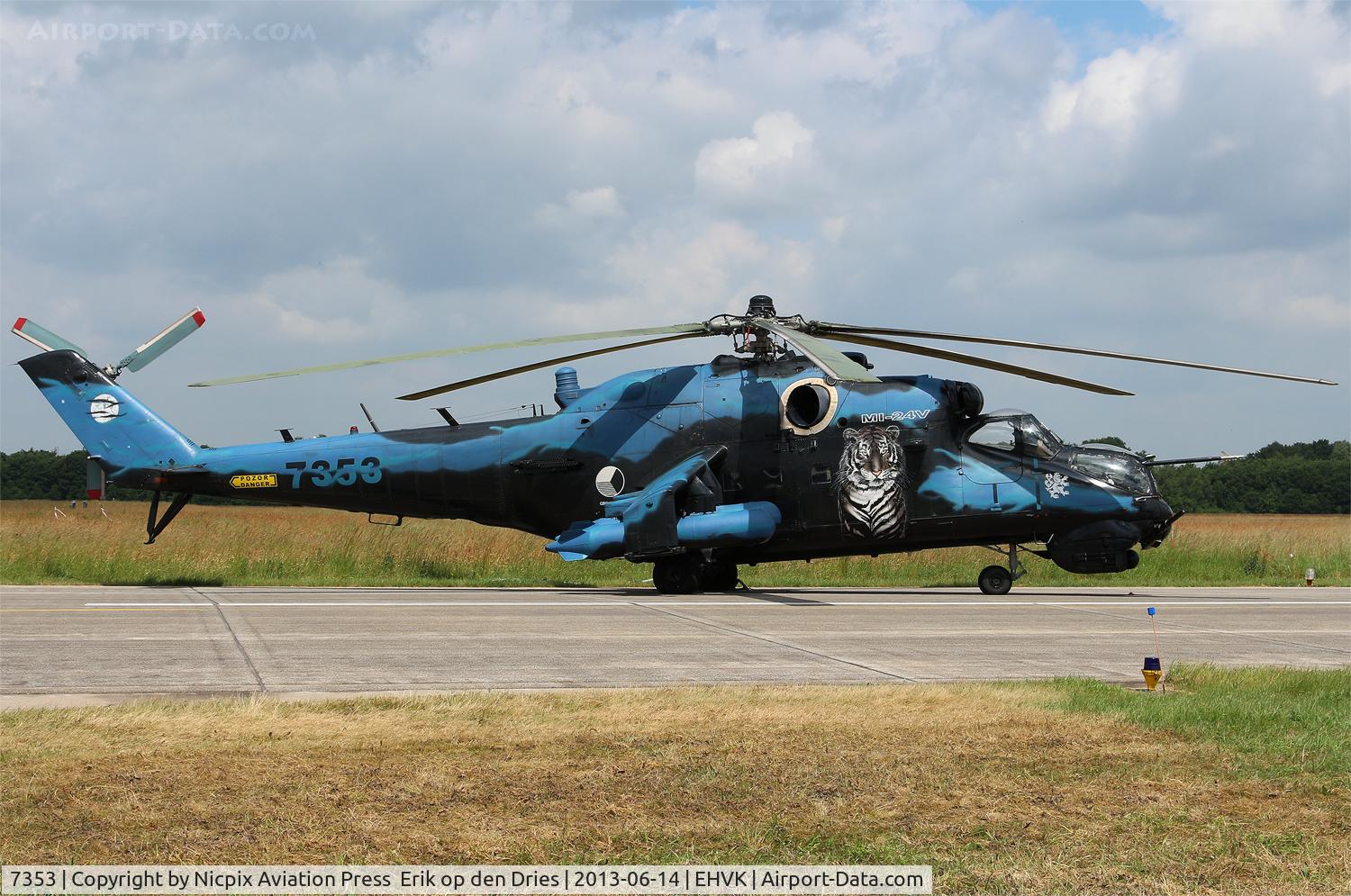 7353, Mil Mi-24V Hind E C/N 087353, Czech AF Blue Tiger Mi-24V Hind 7353 on the static of the Volkel Open House 2013