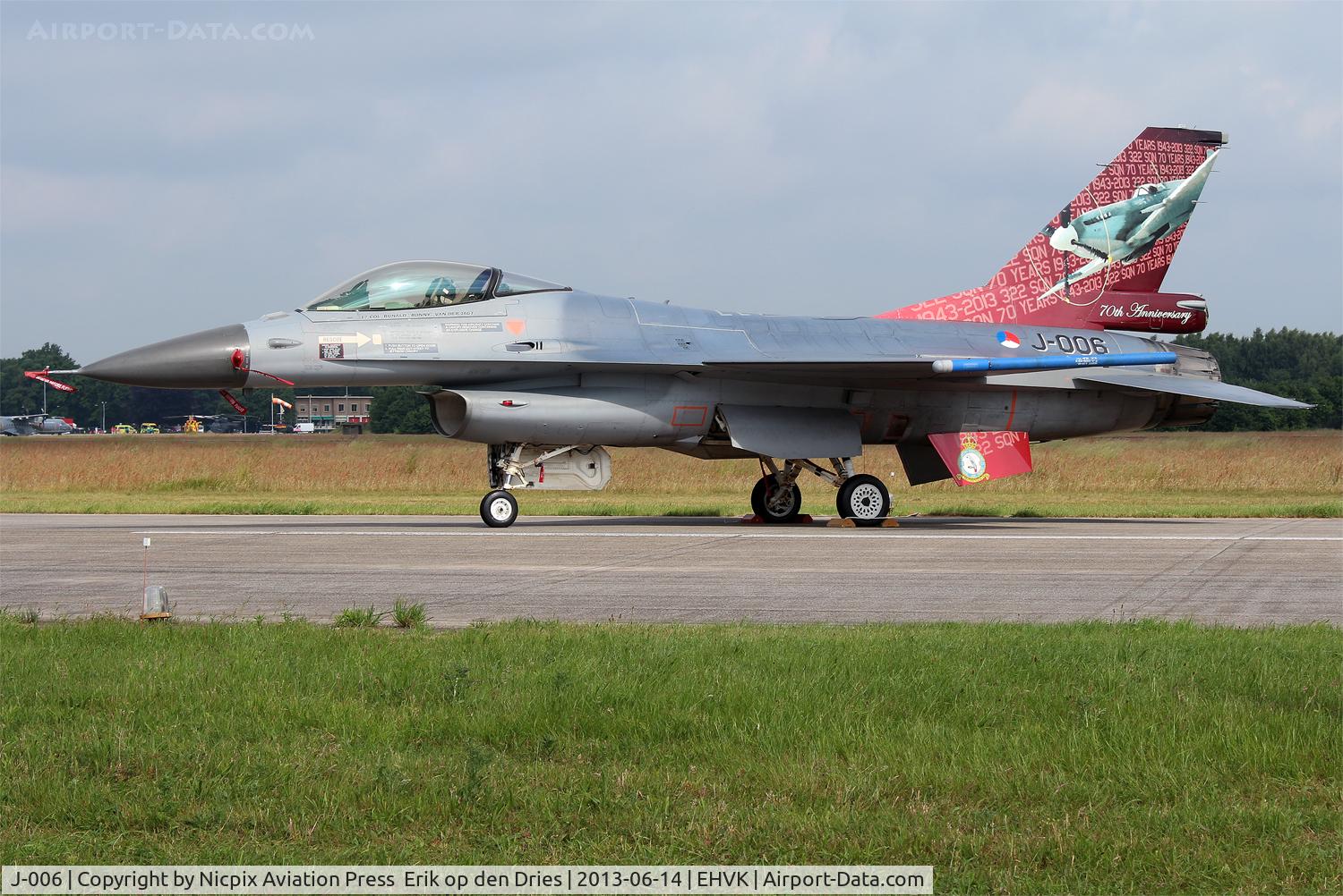 J-006, Fokker F-16AM Fighting Falcon C/N 6D-162, Netherlands AF, 70 years 322 sqn, F-16AM J-006 on the static of the Volkel Open House 2013