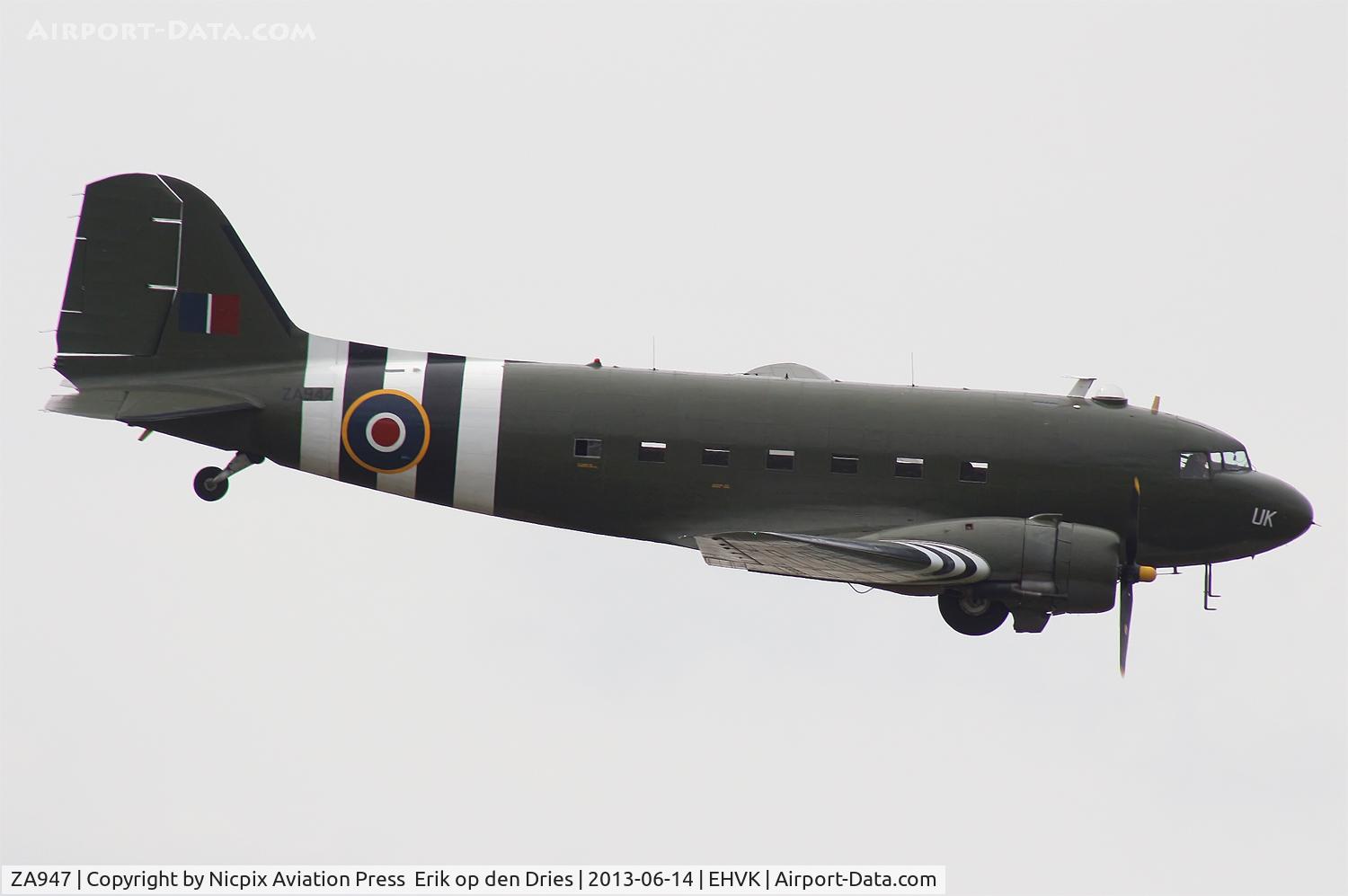 ZA947, 1943 Douglas C-47A-60-DL Dakota III C/N 10200, BoBMF Dakota C.3 ZA-947 performing during the Volkel Open House 2013