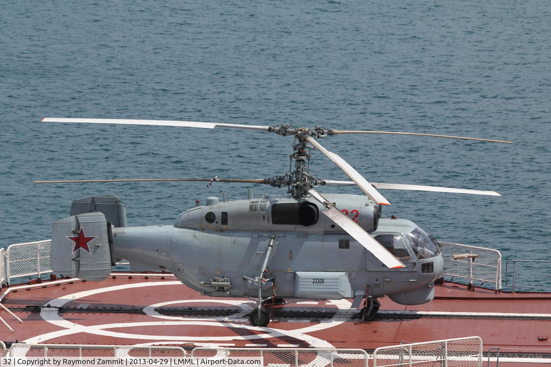 32, Kamov Ka-27PL C/N 23308, Kamov KA27 coded 032 of Russian Navy during a visit in the Valletta Grand Harbour, Malta abord the ship RFS Severomorsk.