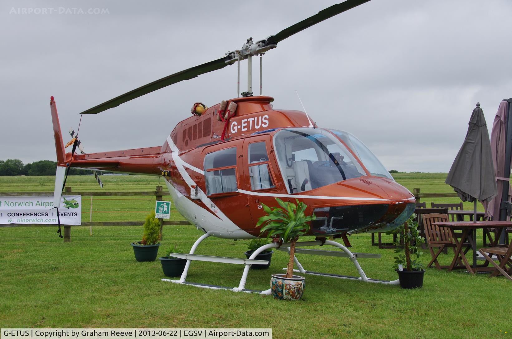 G-ETUS, 1973 Bell 206B JetRanger II C/N 1129, Parked at Old Buckenham.