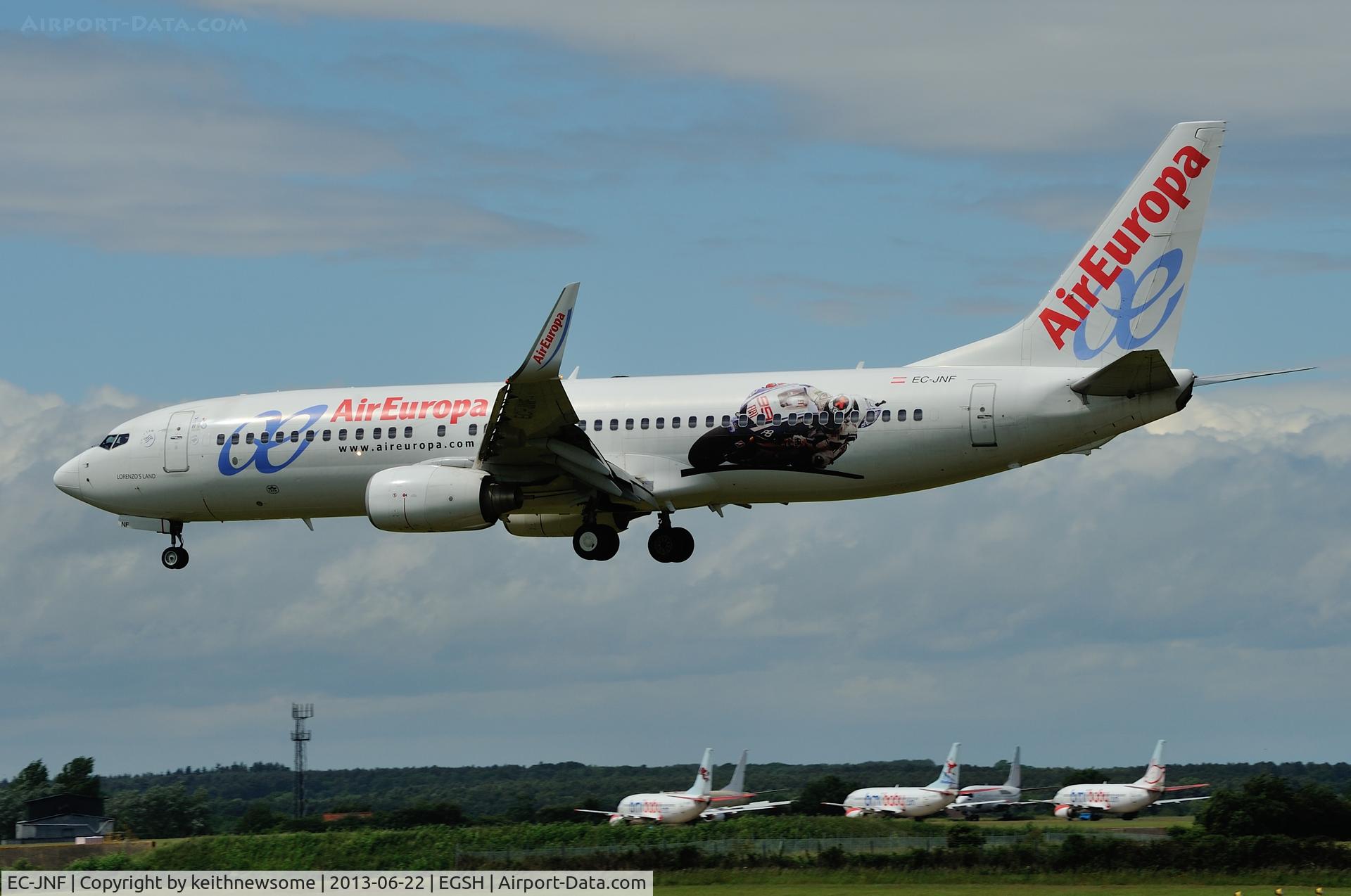 EC-JNF, 2006 Boeing 737-85P C/N 33977, With Jorge Lorenzo logo.
