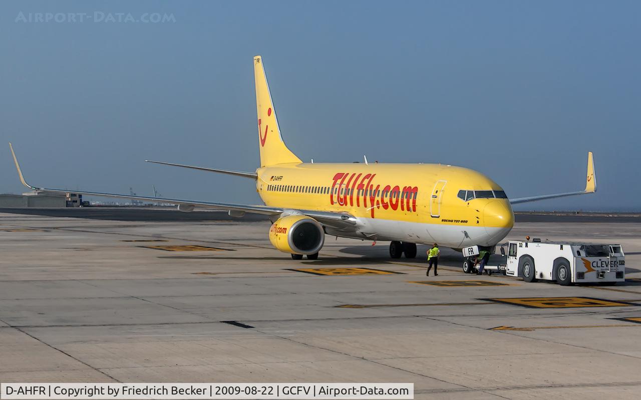 D-AHFR, 2000 Boeing 737-8K5 C/N 30593, pushback at Fuerteventura