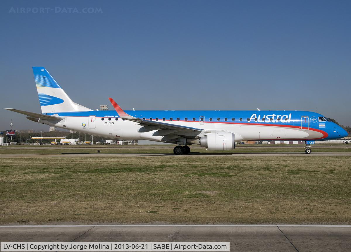 LV-CHS, 2010 Embraer 190AR (ERJ-190-100IGW) C/N 19000402, Taxi to RWY 13 for take off.