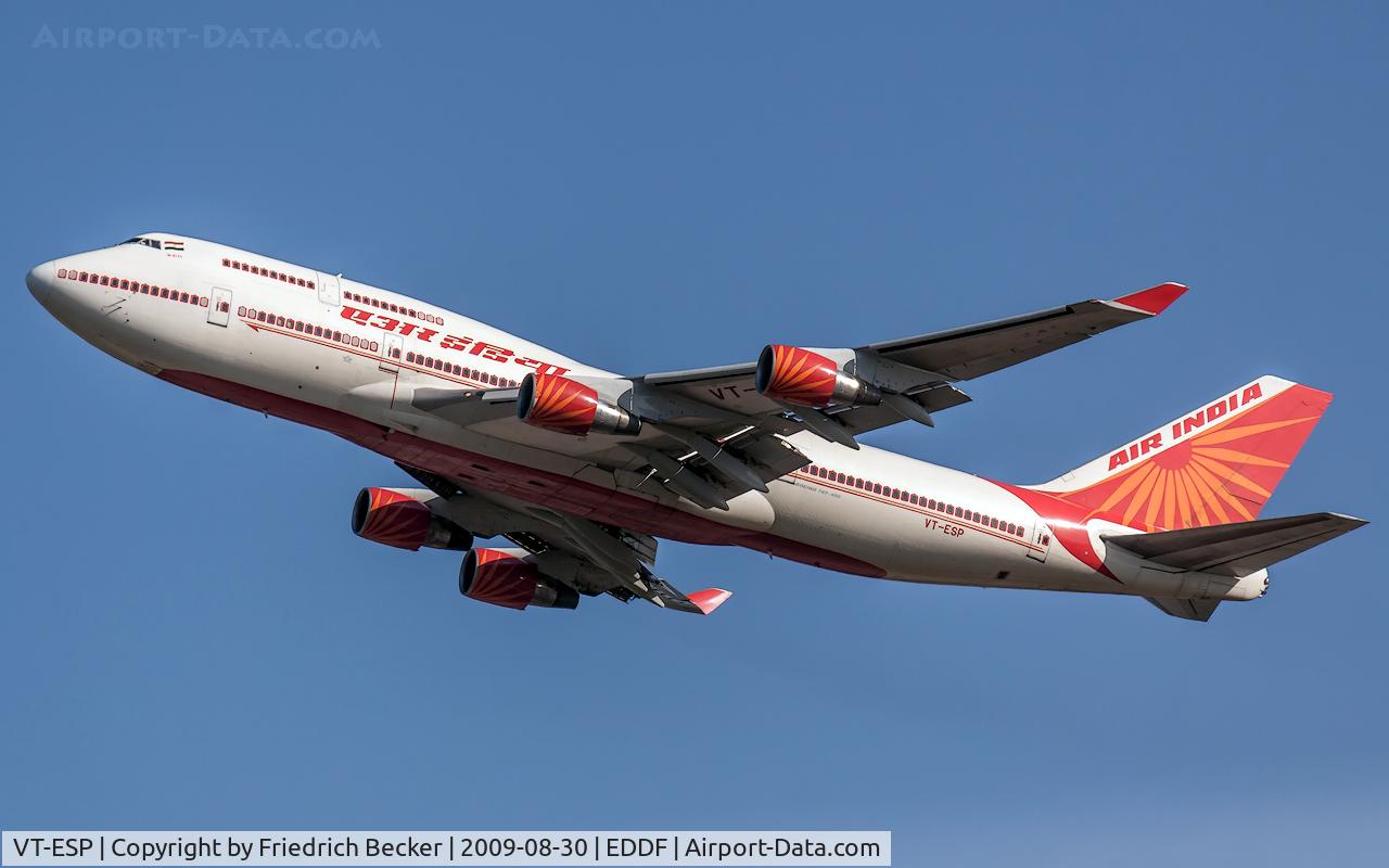 VT-ESP, 1994 Boeing 747-437 C/N 27214, departure from Frankfurt