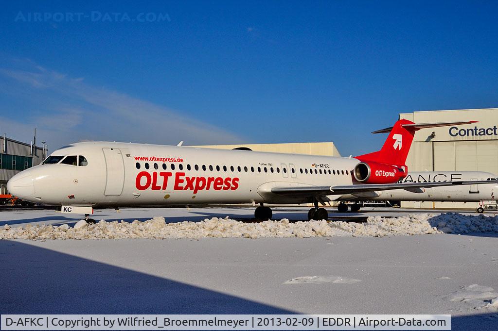 D-AFKC, 1988 Fokker 50 C/N 20121, Stored at EDDR/SCN after bankruptcy of OLT Express Germany.