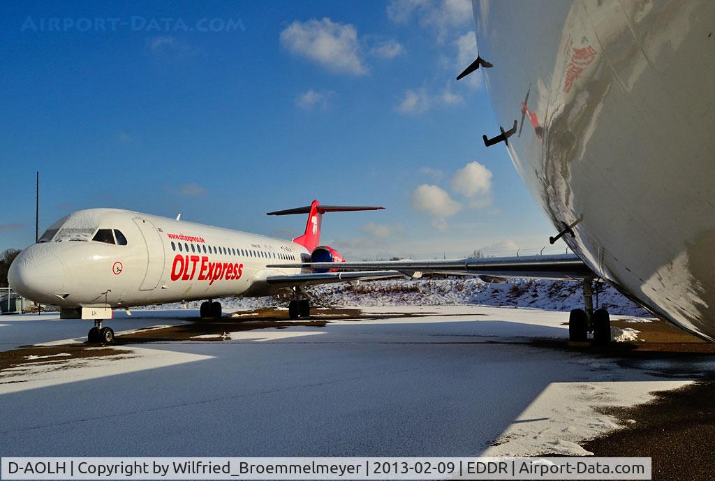 D-AOLH, 1989 Fokker 100 (F-28-0100) C/N 11265, Stored at EDDR/SCN after bankruptcy of OLT Express Germany.