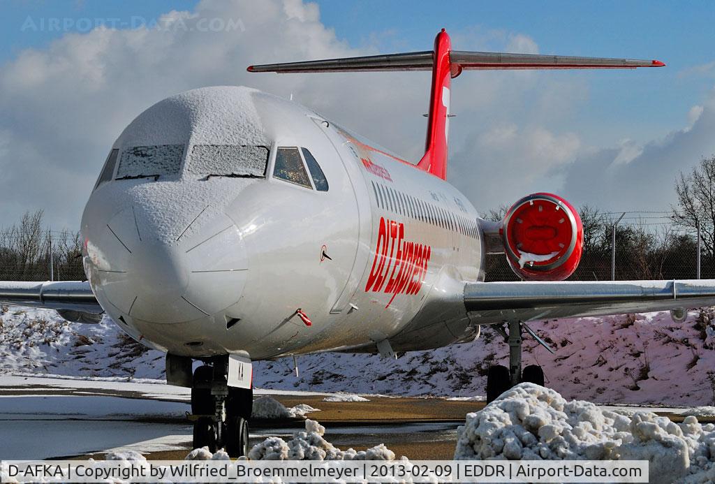 D-AFKA, 1994 Fokker 100 (F-28-0100) C/N 11517, Stored at EDDR/SCN after bankruptcy of OLT Express Germany.