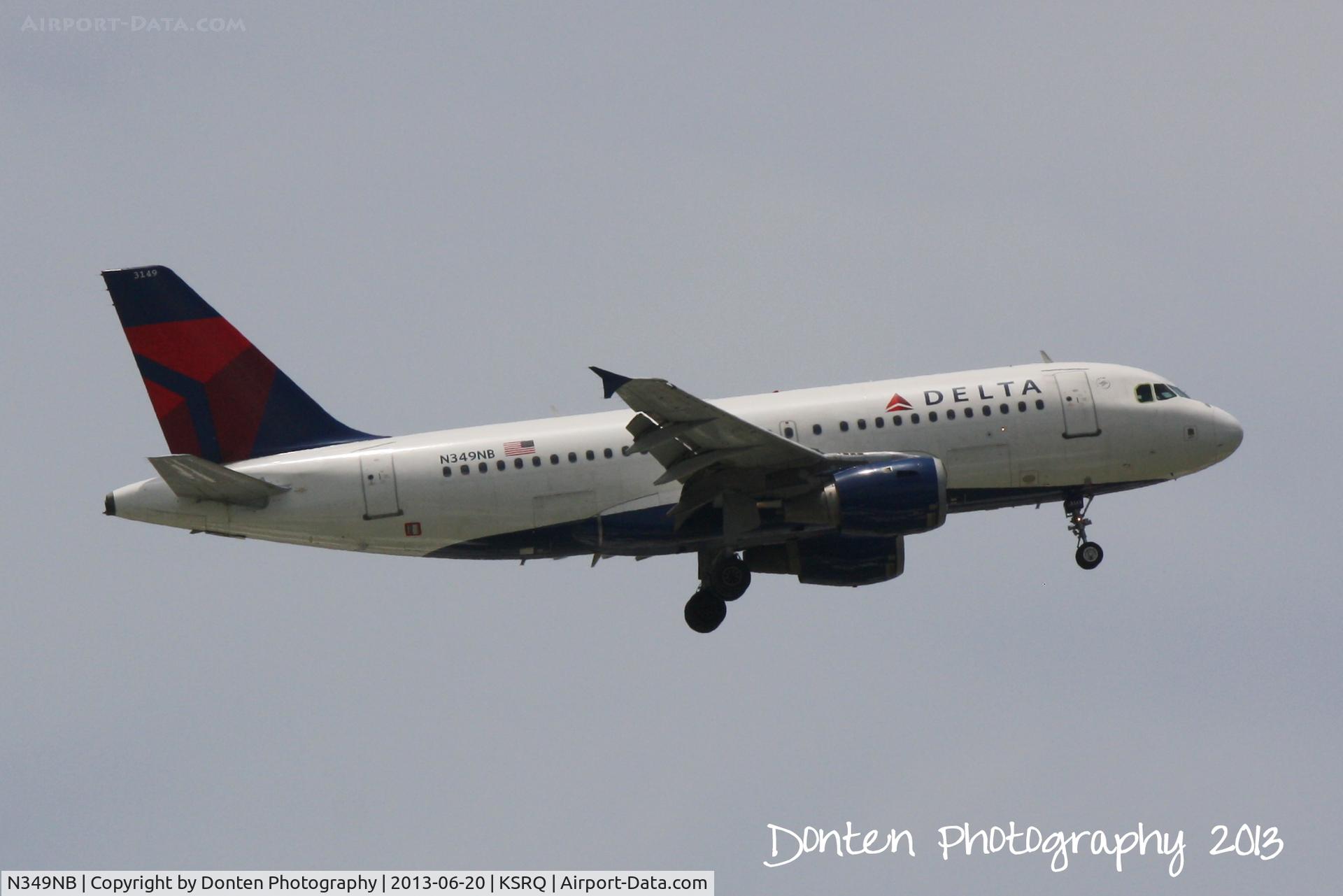 N349NB, 2002 Airbus A319-114 C/N 1815, Delta Flight 1903 (N349NB) arrives at Sarasota-Bradenton International Airport following a flight from LaGuardia Airport