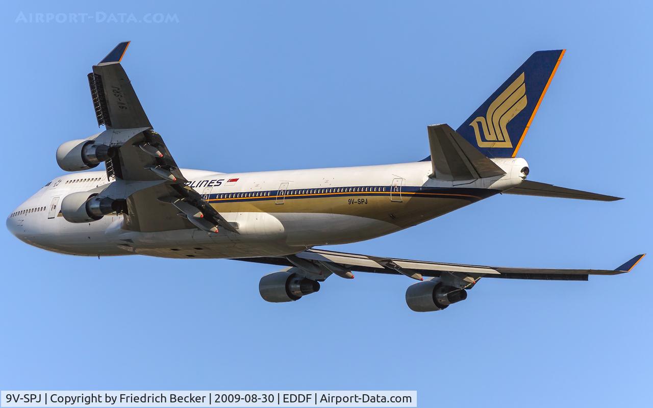 9V-SPJ, 1996 Boeing 747-412 C/N 26556, departure from Frankfurt