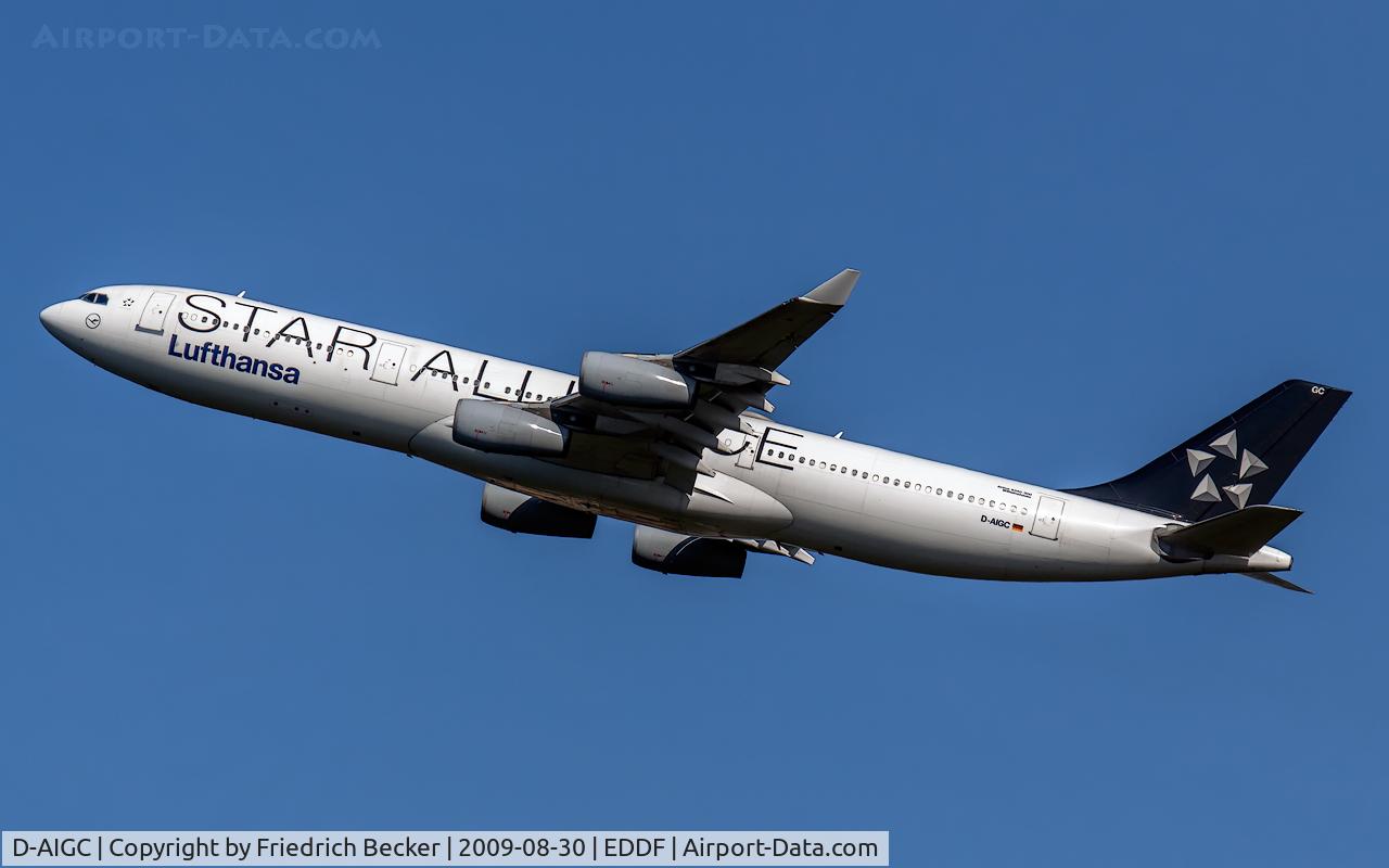 D-AIGC, 1993 Airbus A340-311 C/N 027, departure from Frankfurt
