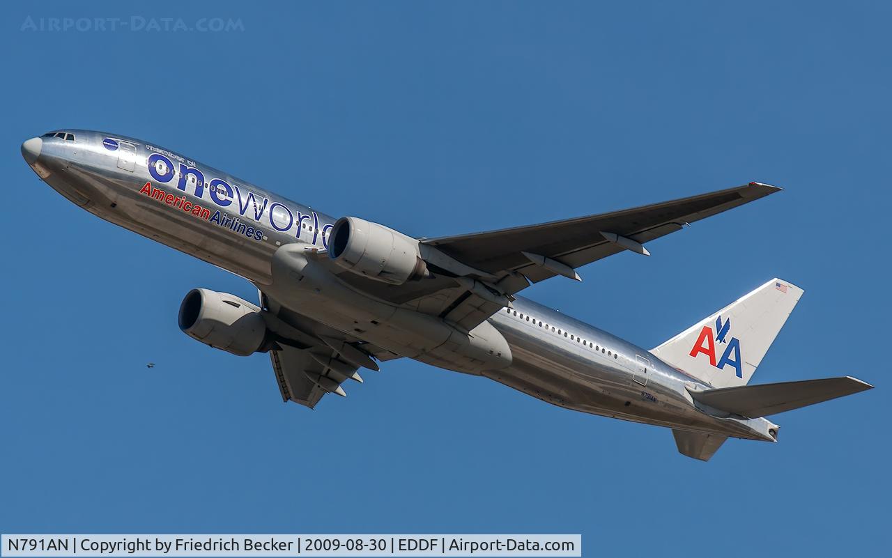 N791AN, 2000 Boeing 777-223/ER C/N 30254, departure from Frankfurt