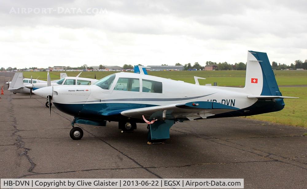 HB-DVN, 1965 Mooney M20E Super 21 C/N 807, Just arrived for the Air Britain Vintage & Classic Fly-in
