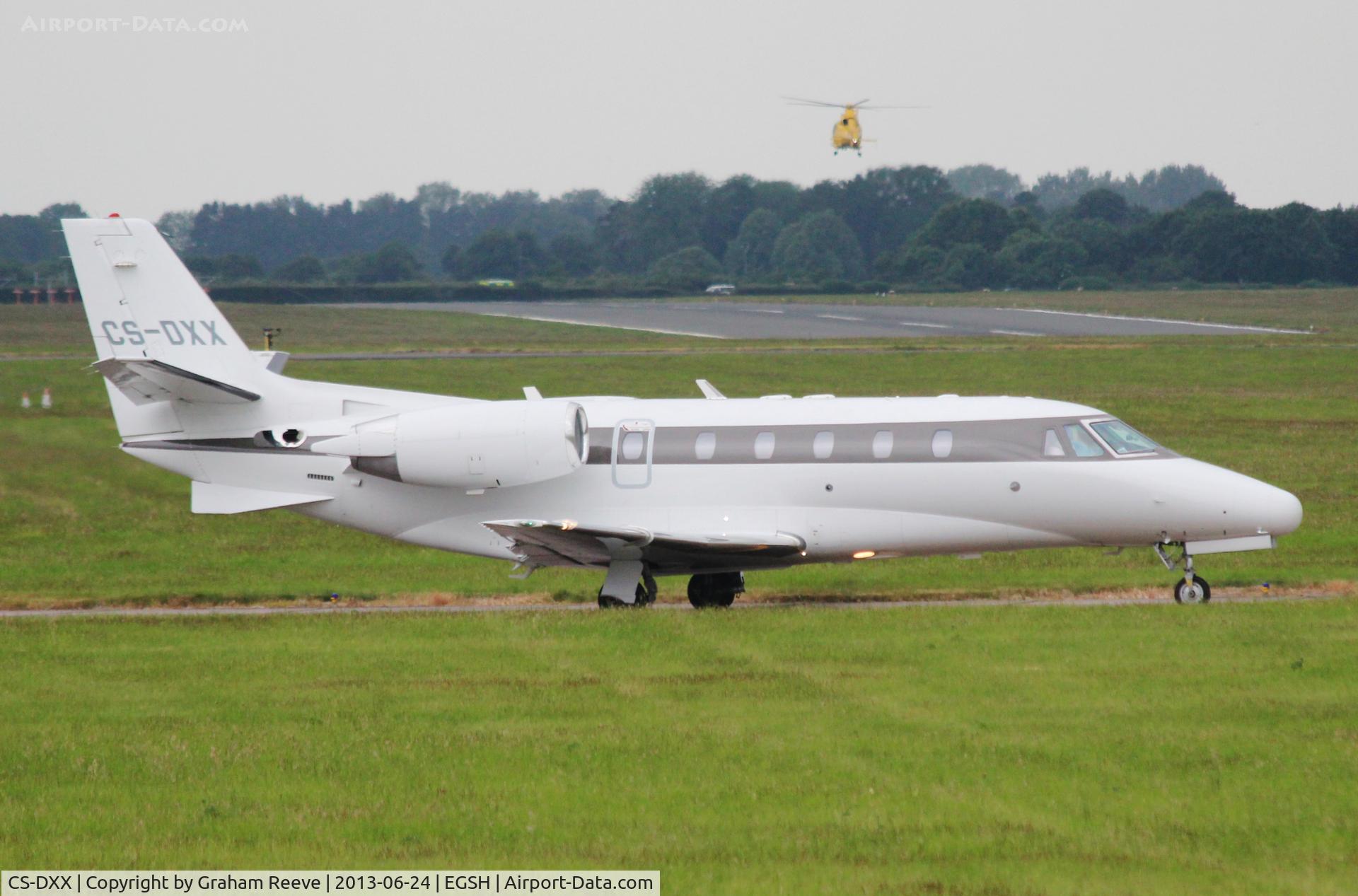 CS-DXX, 2008 Cessna 560XL Citation XLS C/N 560-5789, About to depart with OO-NHJ in the back ground.