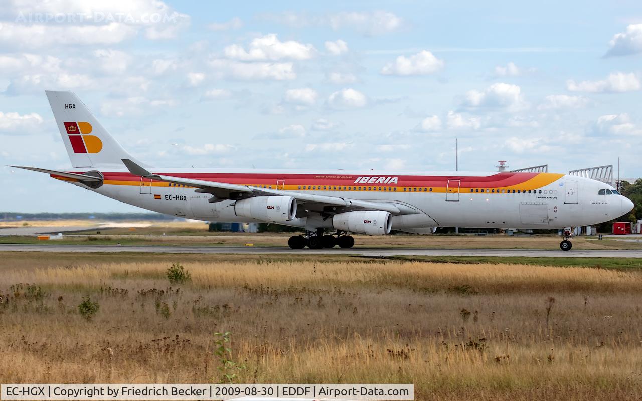 EC-HGX, 2000 Airbus A340-313 C/N 332, departure from Frankfurt