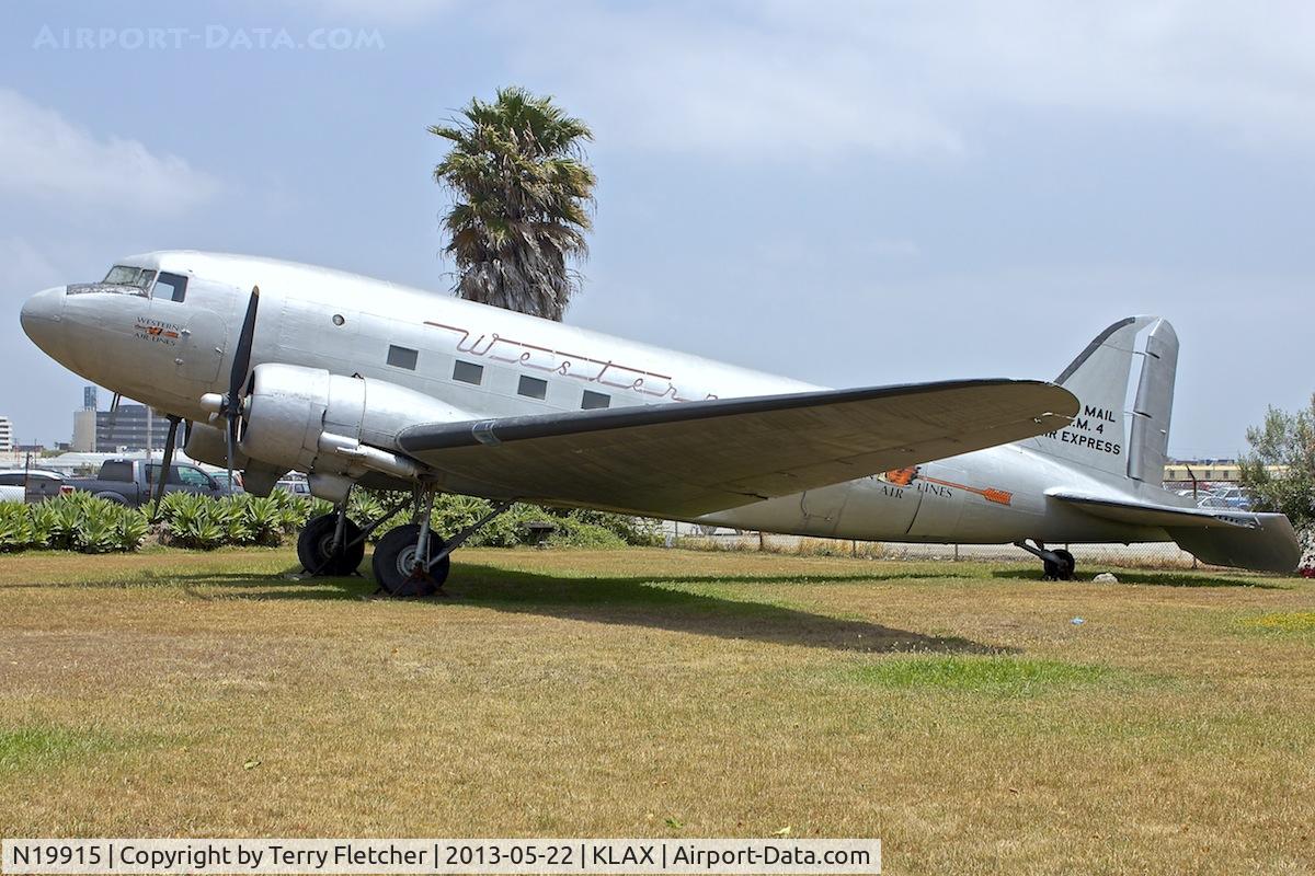 N19915, Douglas DC-3-G102A C/N 7347, Exhibited at Proud Bird Restaurant , on the perimeter of Los Angeles Airport